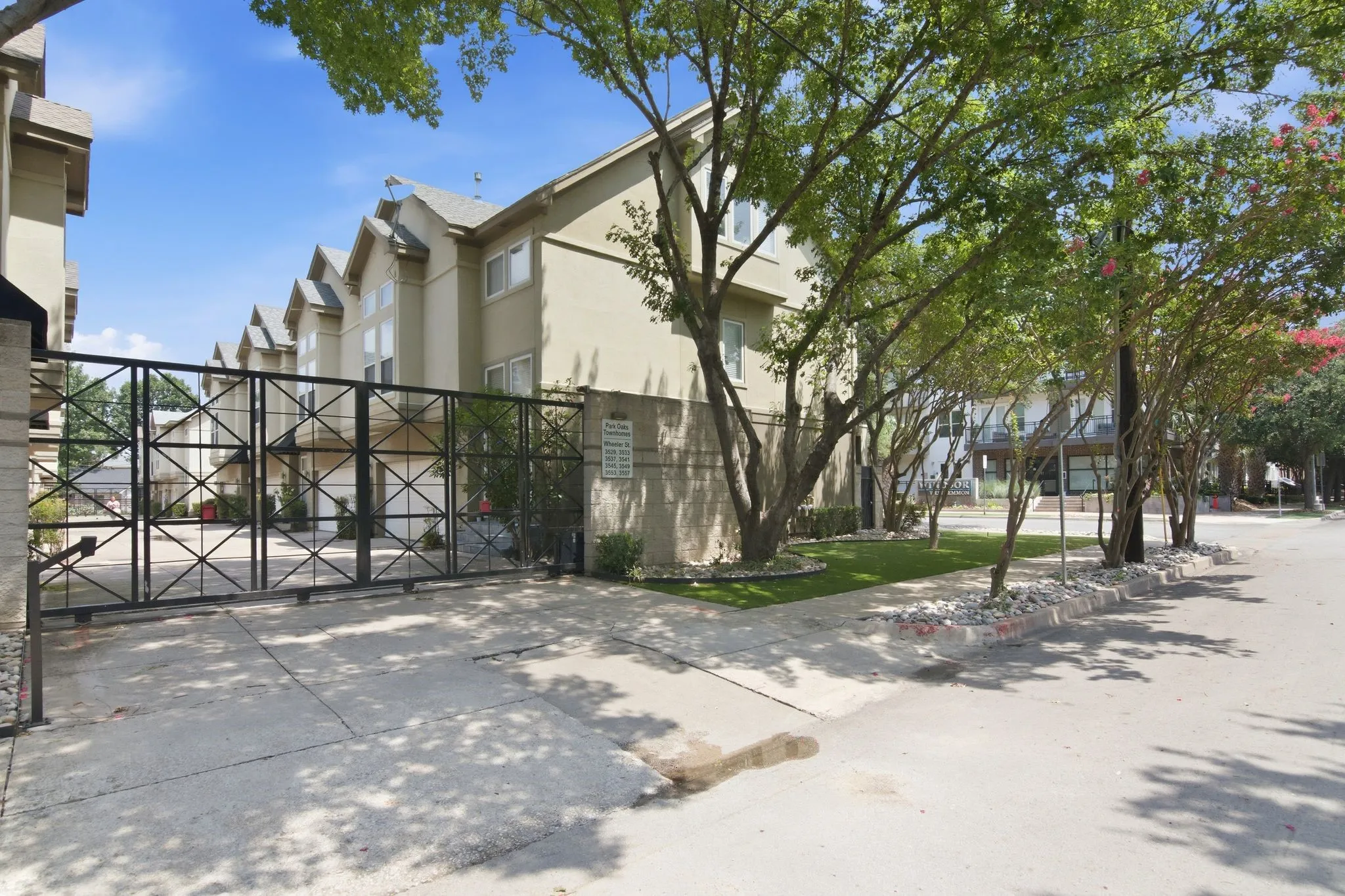 Private Gated Entryway into Park Oaks Townhome Community