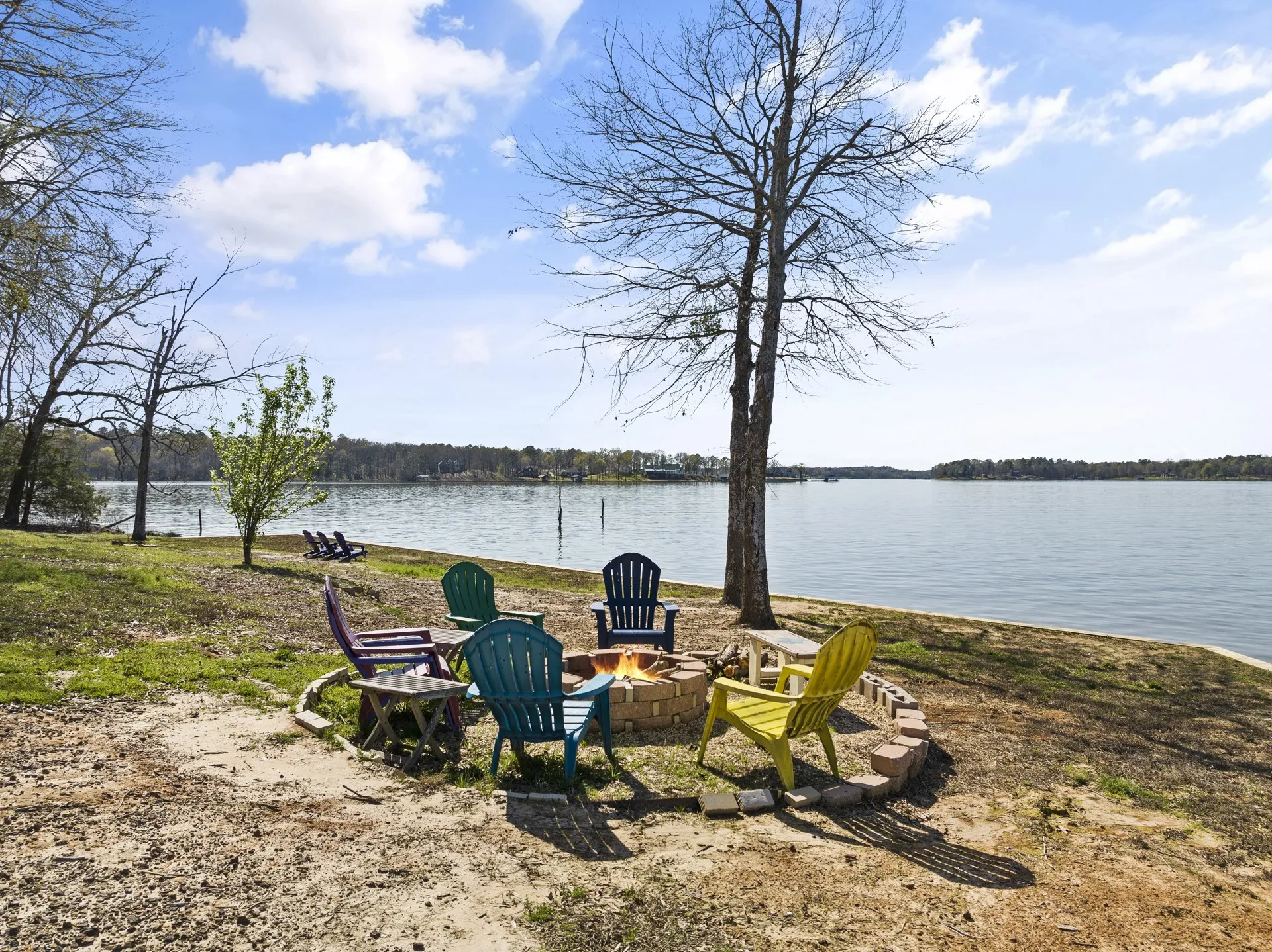 Water view featuring a fire pit
