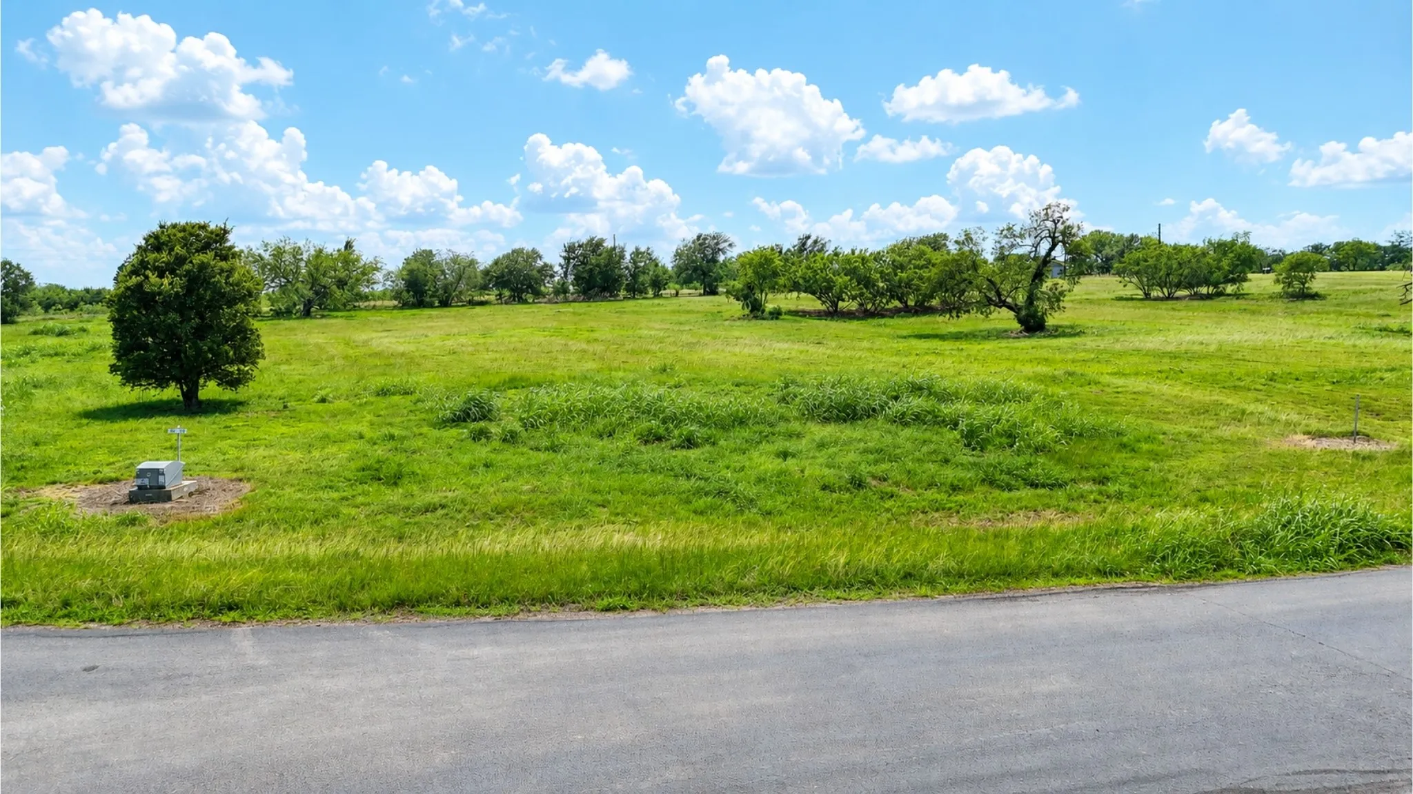 Road frontage view of the 1.004-acre homesite in Southpoint on Richland Chambers Lake.