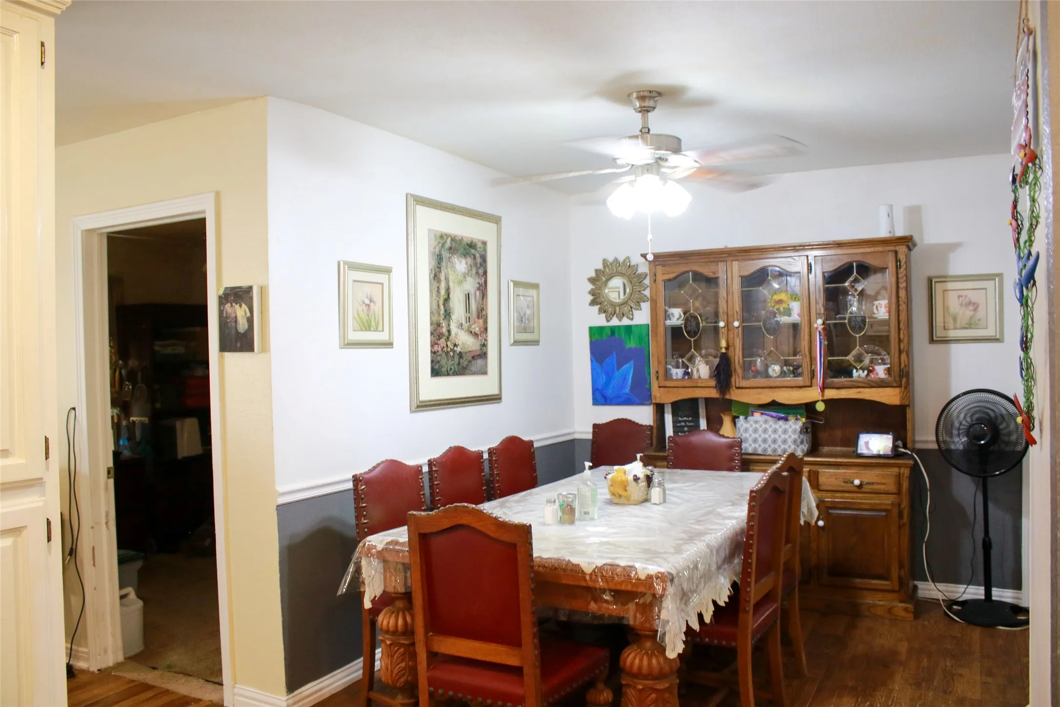 Wood-finish flooring throughout
