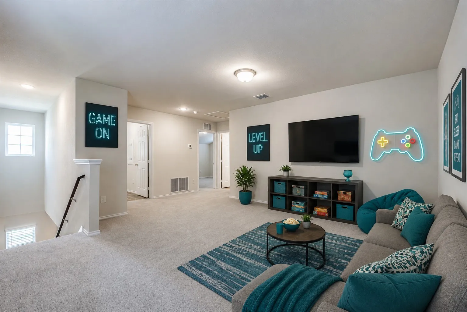 Virtually Staged Game Room/Living Area