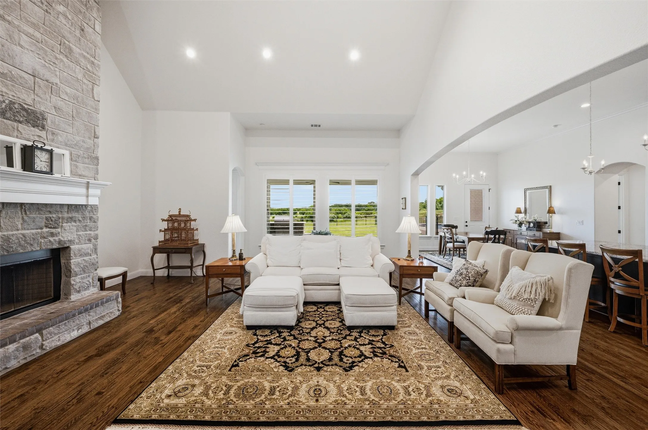 Living room with towering cathedral ceiling