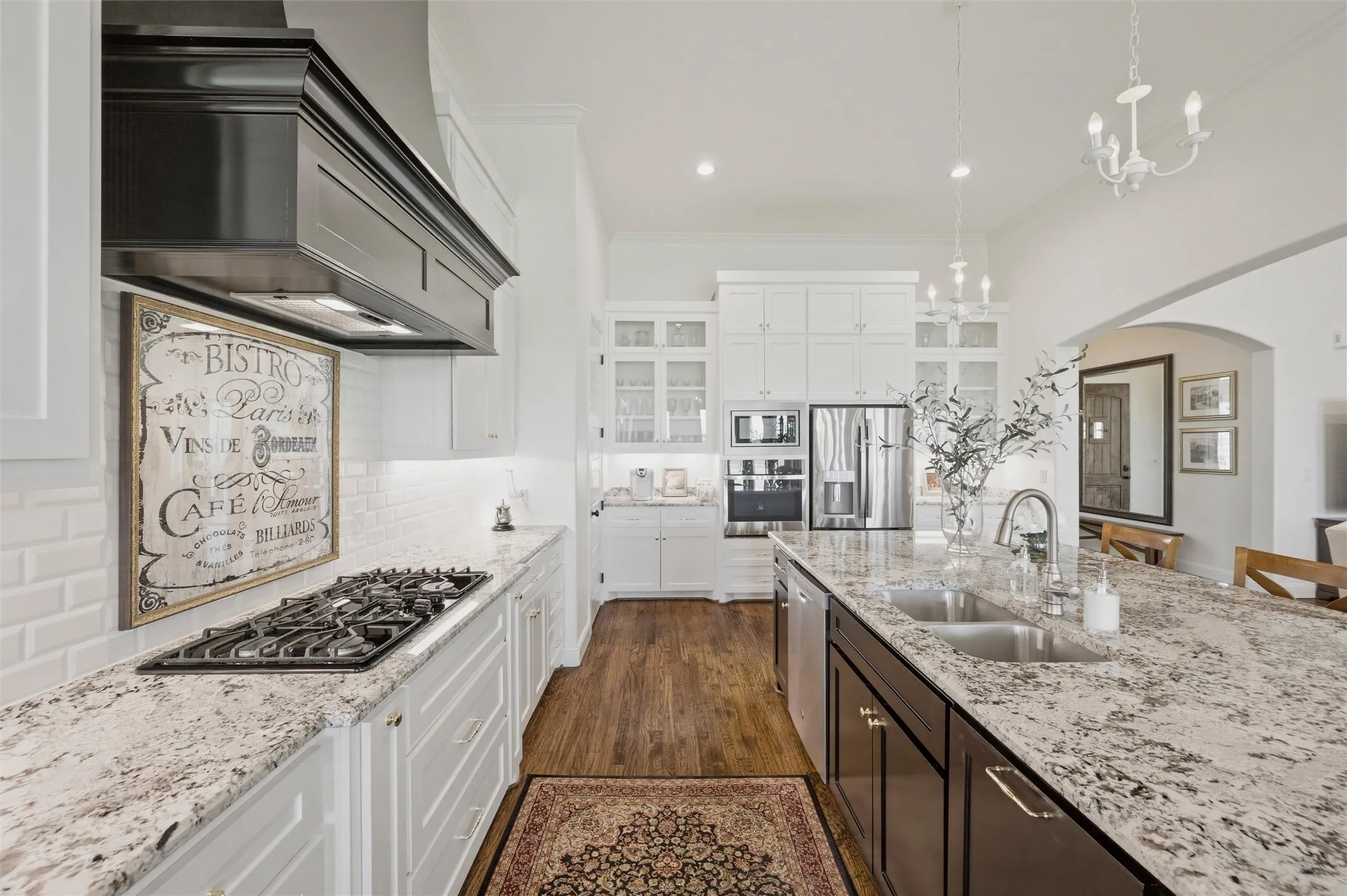 Kitchen with 5-burner gas stovetop