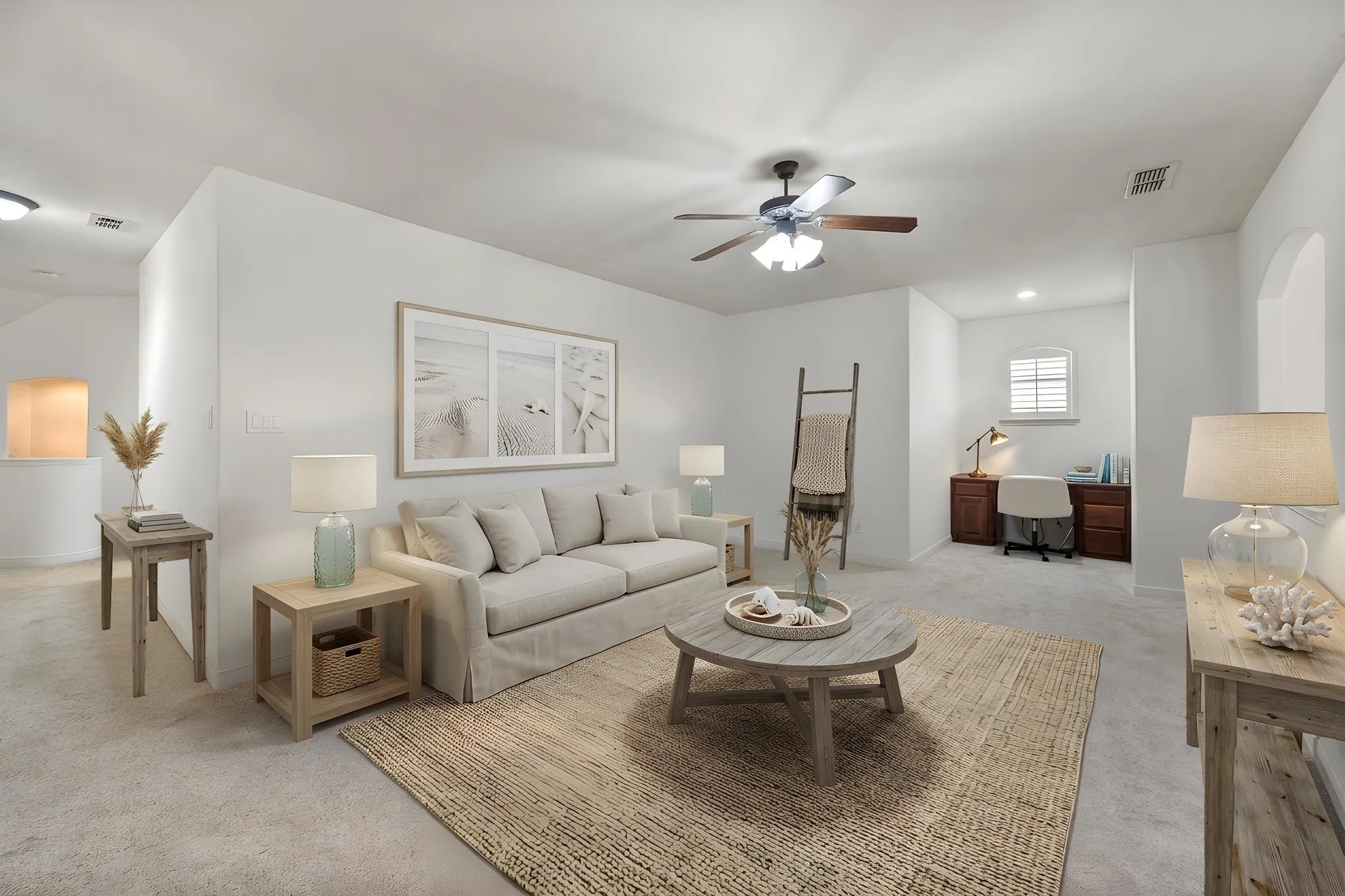 virtually staged upstairs living room