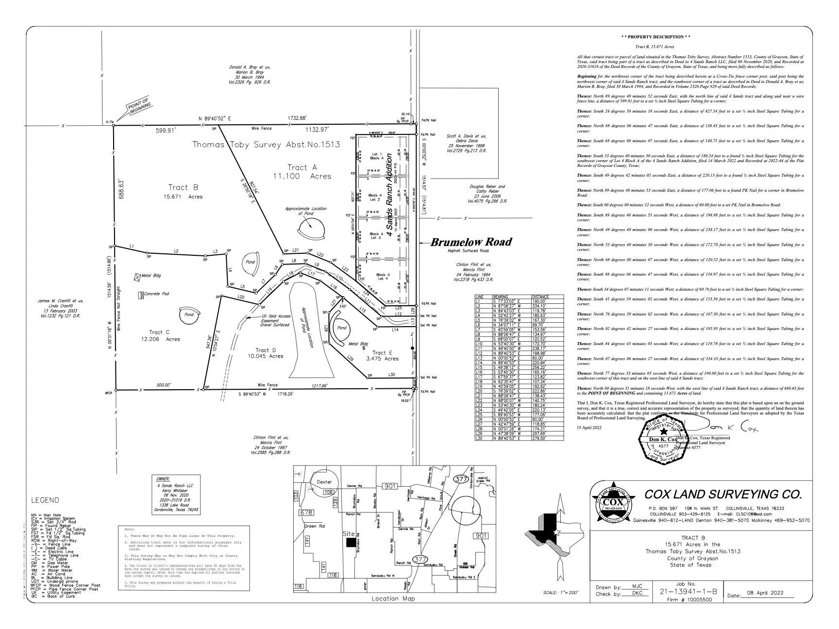 Survey Plat. Illustrating the property boundaries, dimensions, and legal description