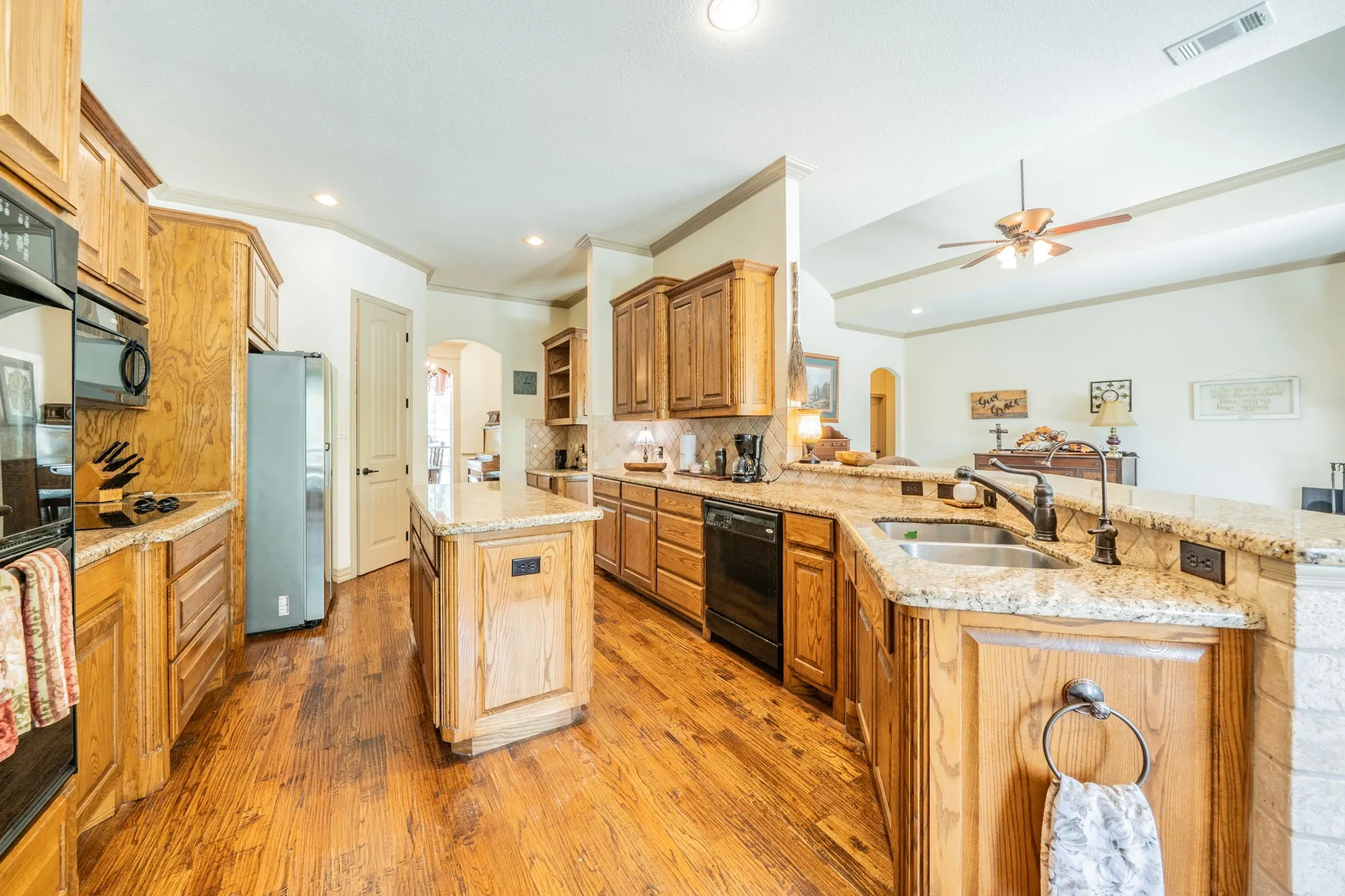 Custom wood cabinets and granite counter tops..