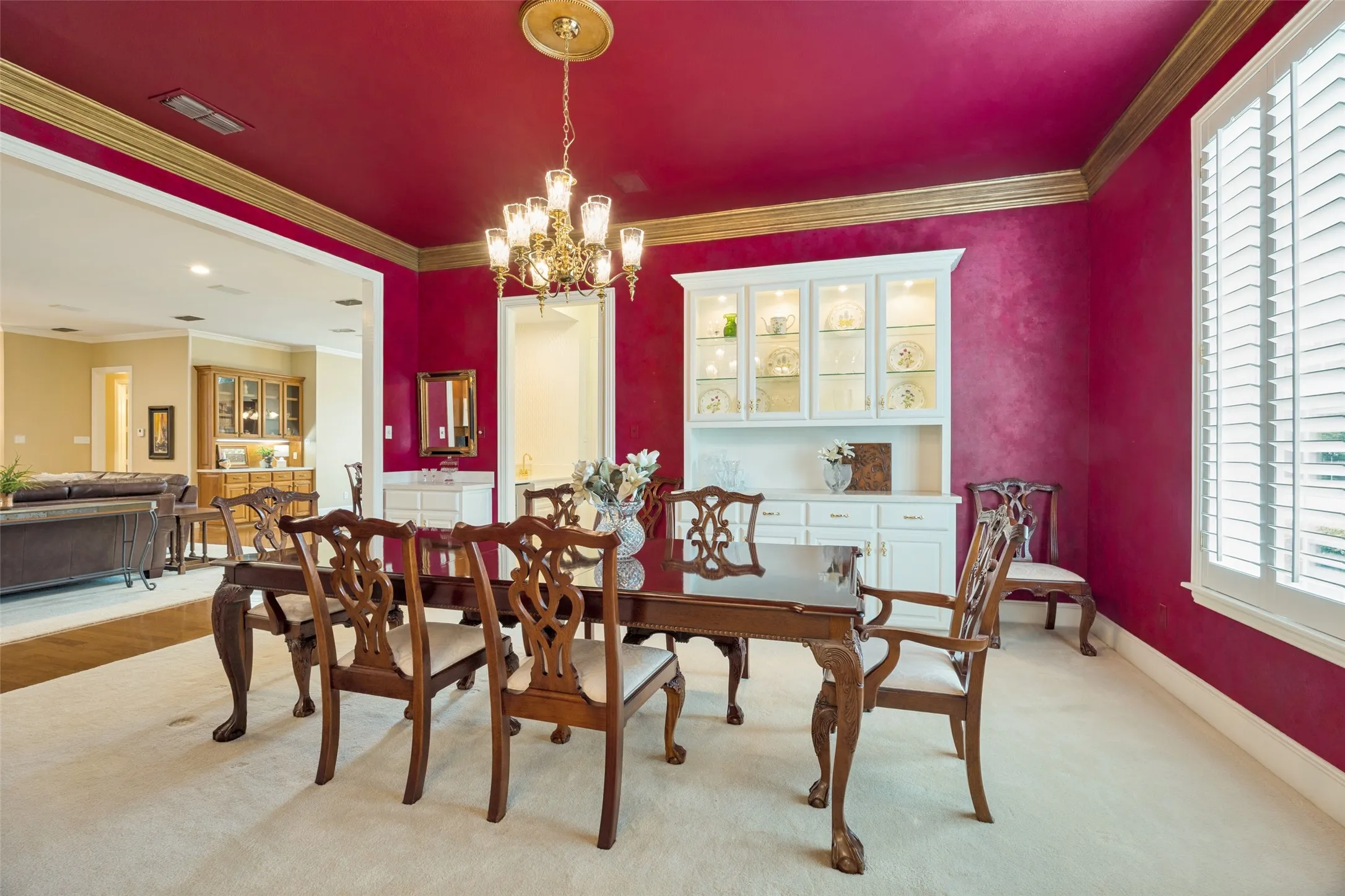 Dining Room looking into Living Room and Wet Bar