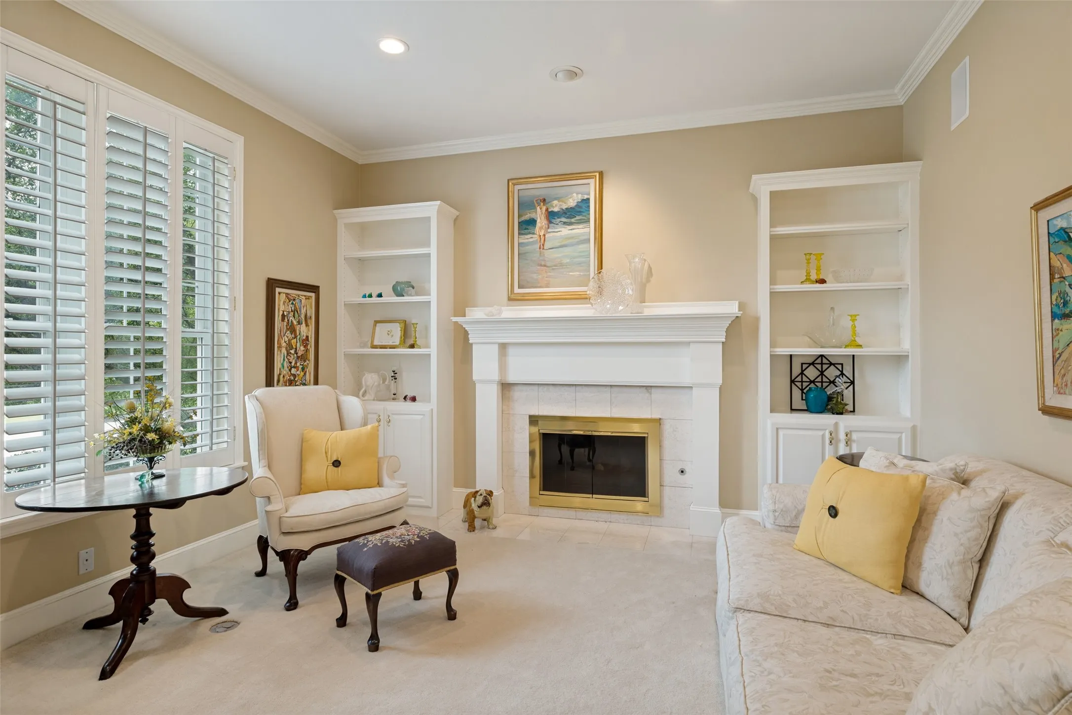 Sitting Room featuring fireplace and built ins