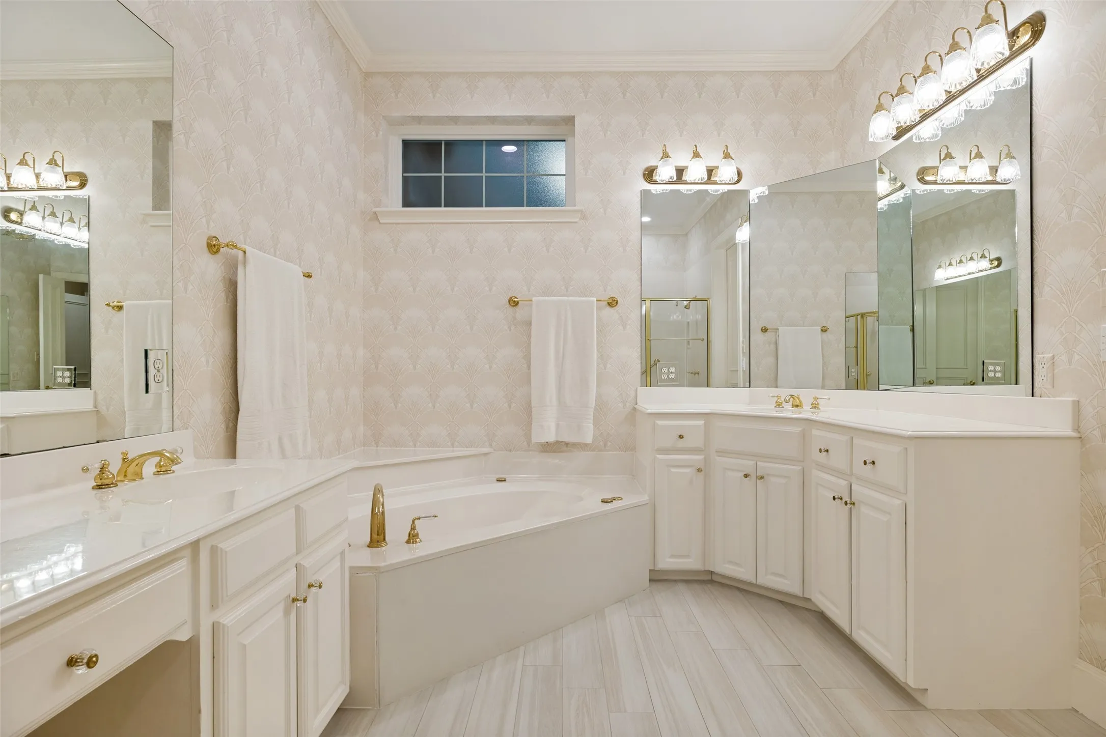Primary Bath featuring double vanities and spa tub