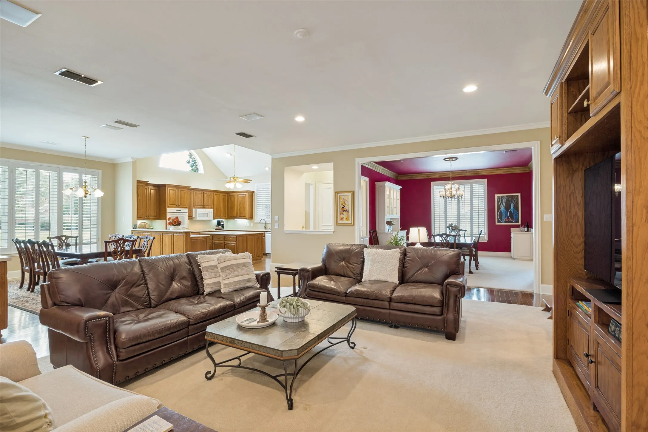 Living Room looking into Breakfast Area, Kitchen, Wet Bar, and Dining Room