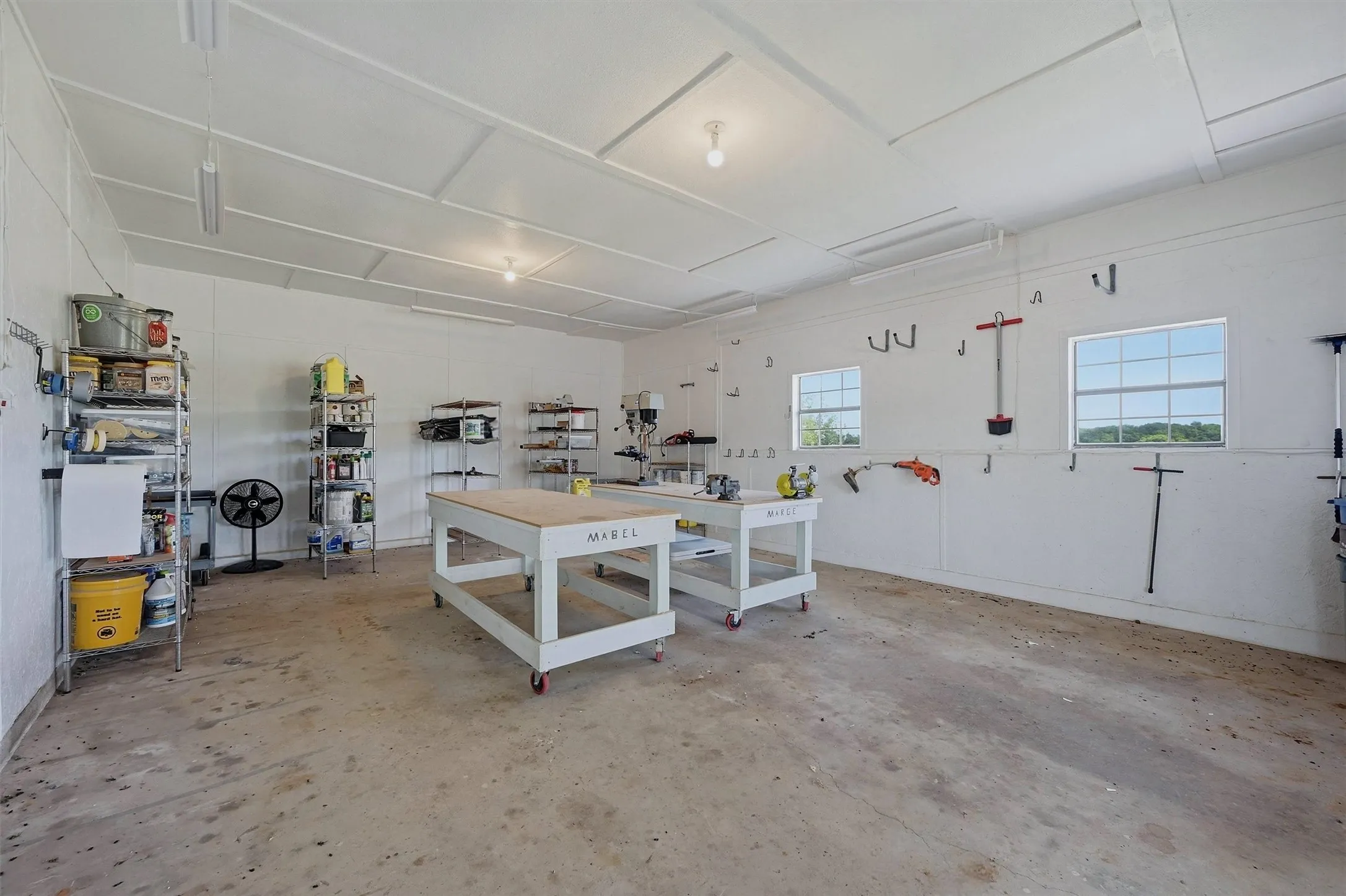 Work space in the adjacent tool shed/garage.