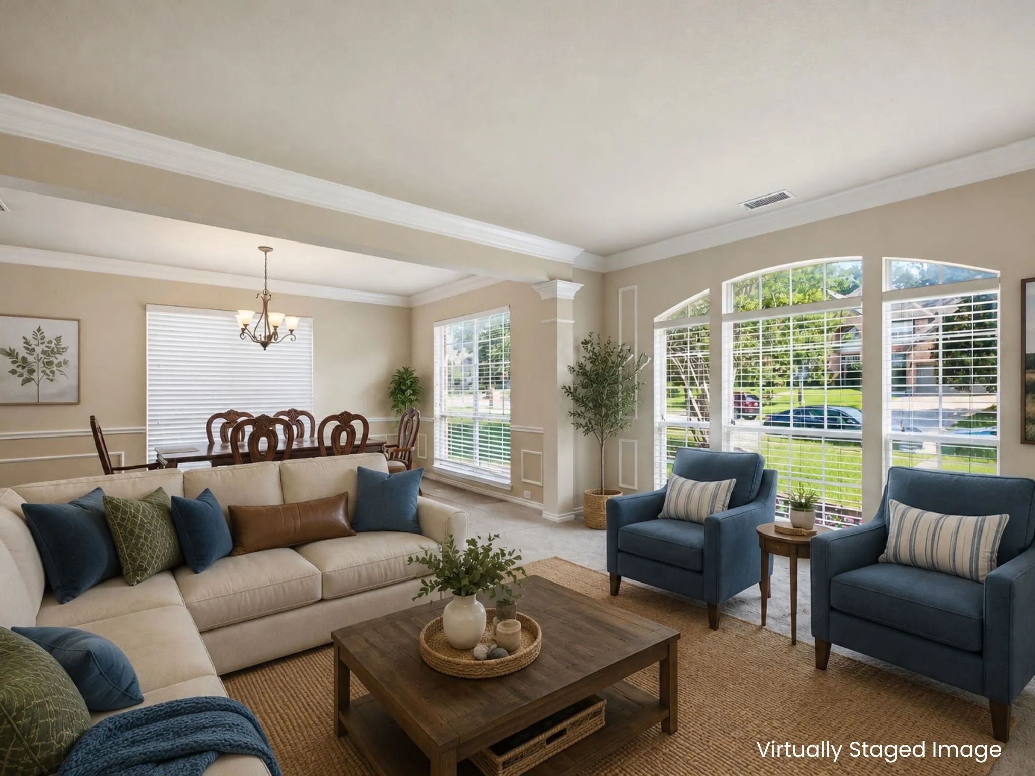 These versatile stacked formals offer lounging and social dining spaces.