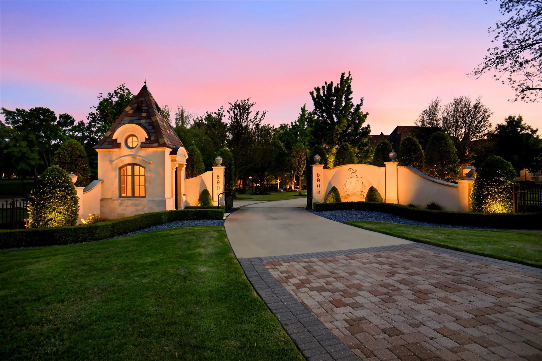 View of the private security gate upon entering the community.