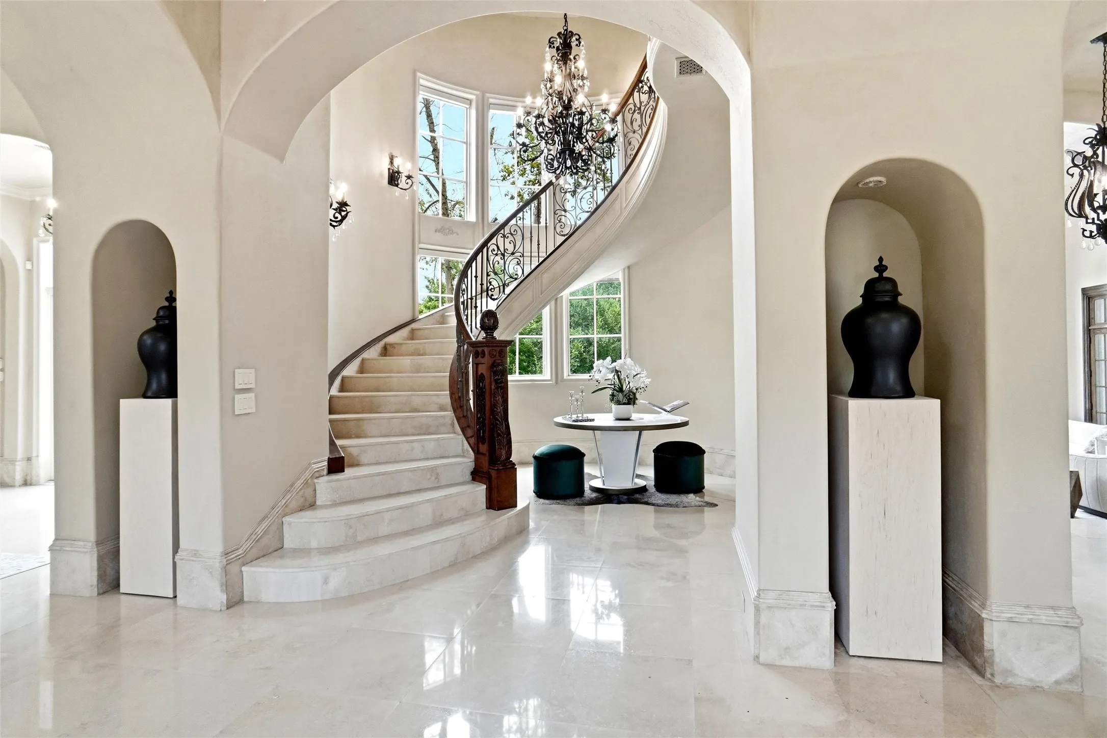 Beautiful winding staircase and Foyer
