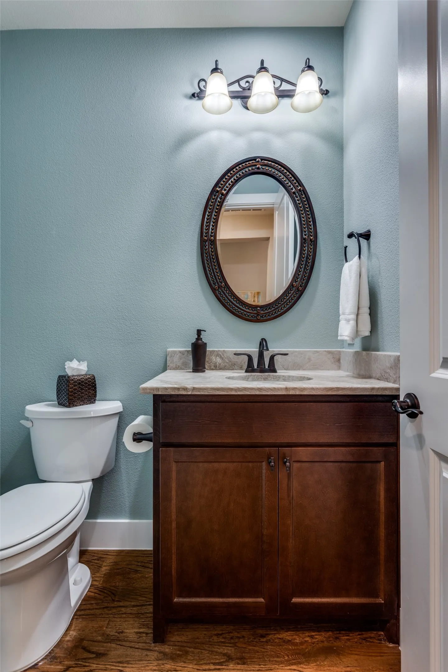 Convenient hall powder bath for guests