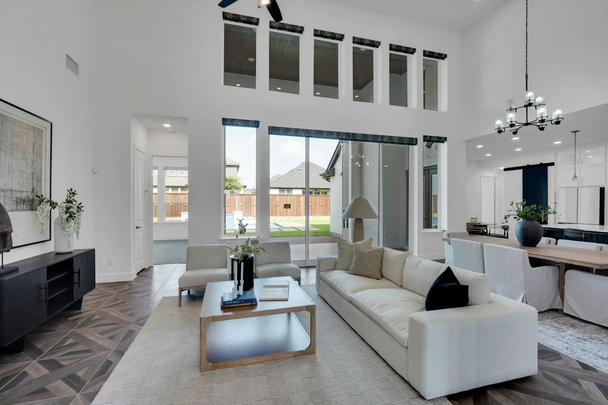 Living room is designed for entertaining- with a open concept plan it allows families and friends to gather in a large space and with direct access to the outside living area.
