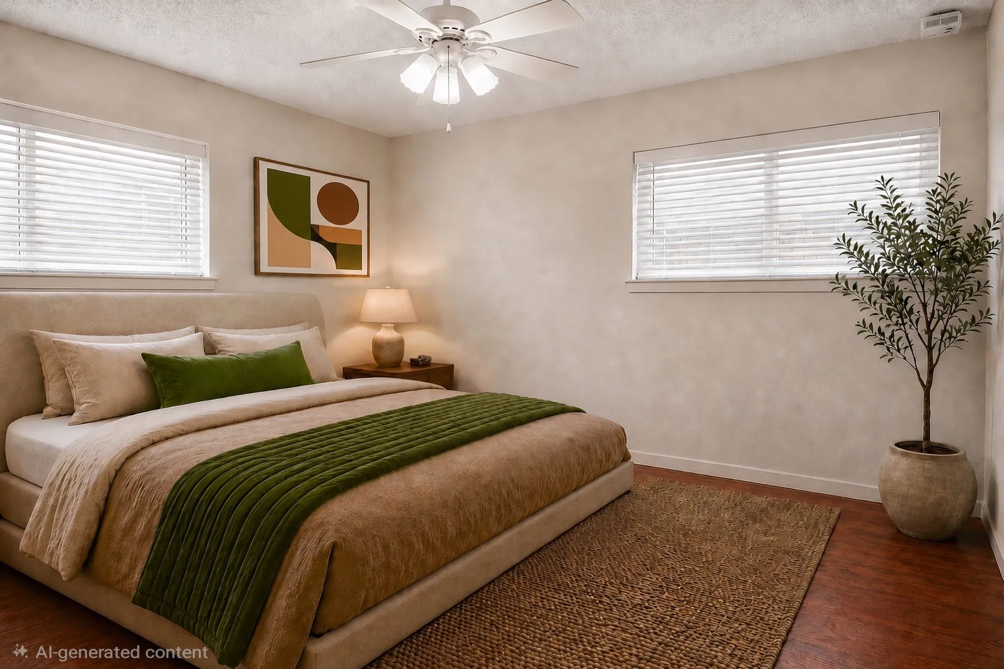 Primary bedroom virtually staged.