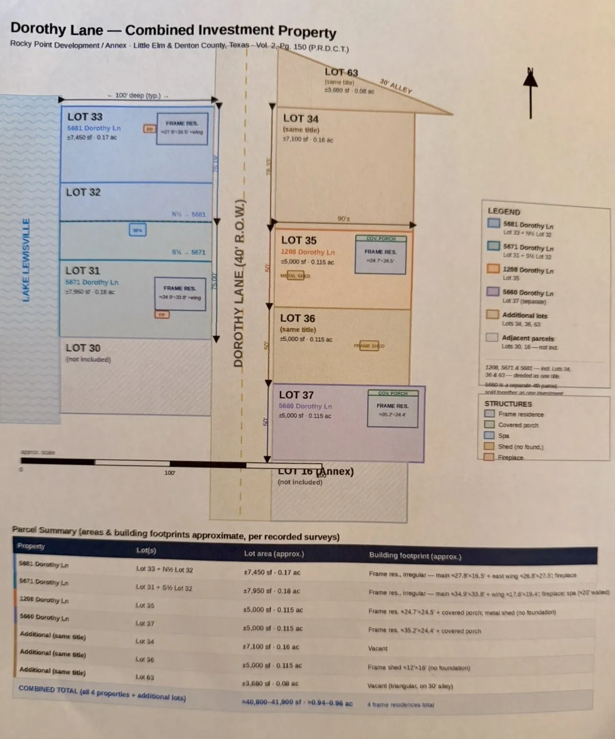 Schematic explaining the lots and parcel locations. LOT 37 NOW EXCLUDED