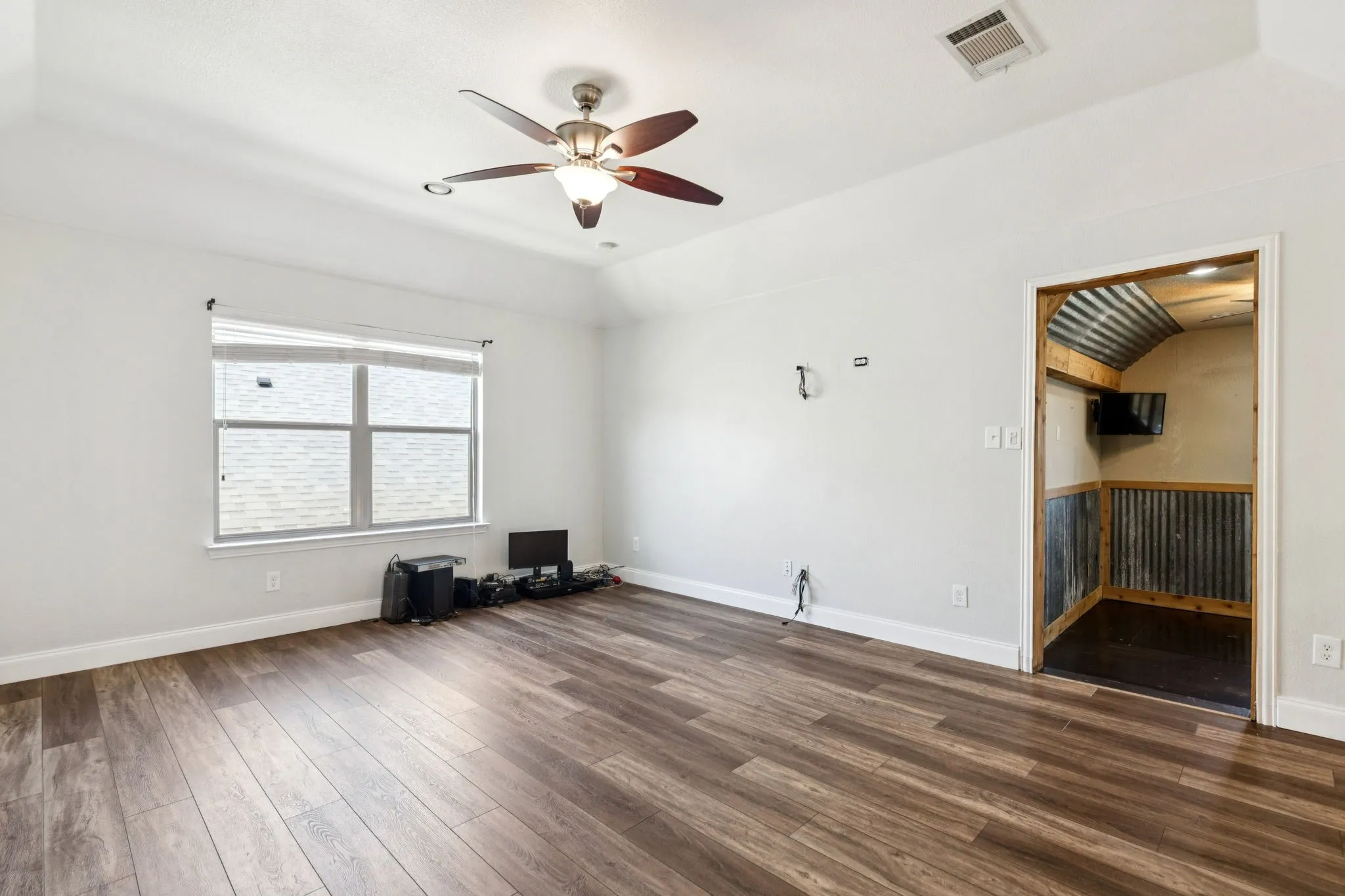 Upstairs family room wired for surround sound