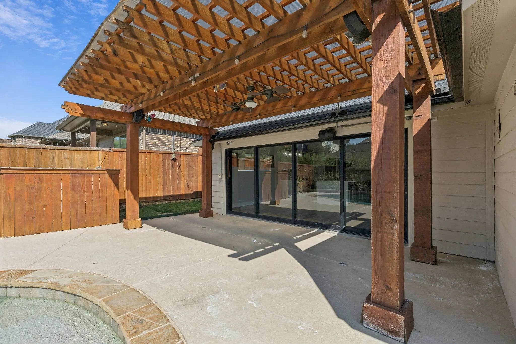 View of patio / terrace featuring a pergola