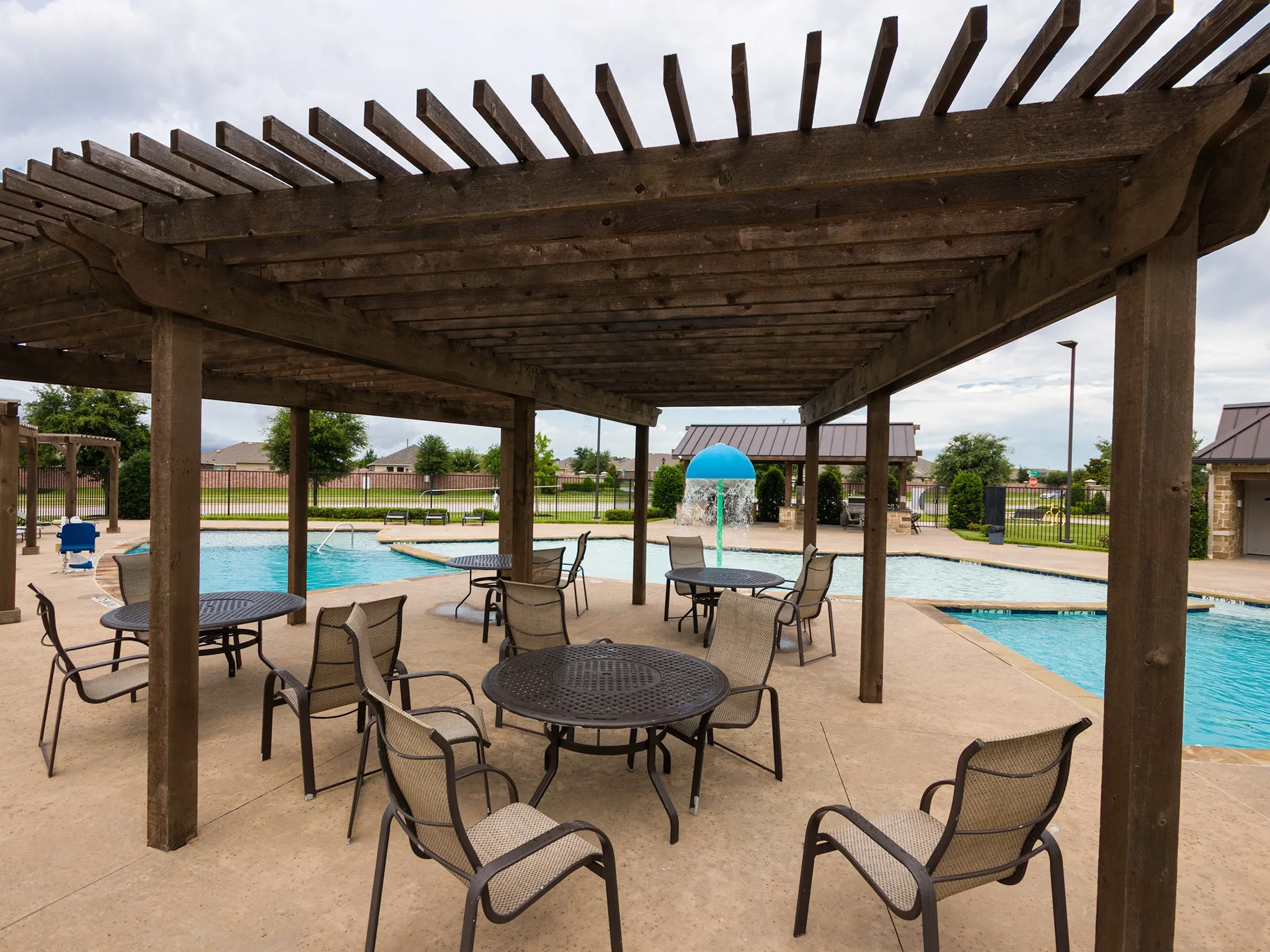 Seating area in community pool