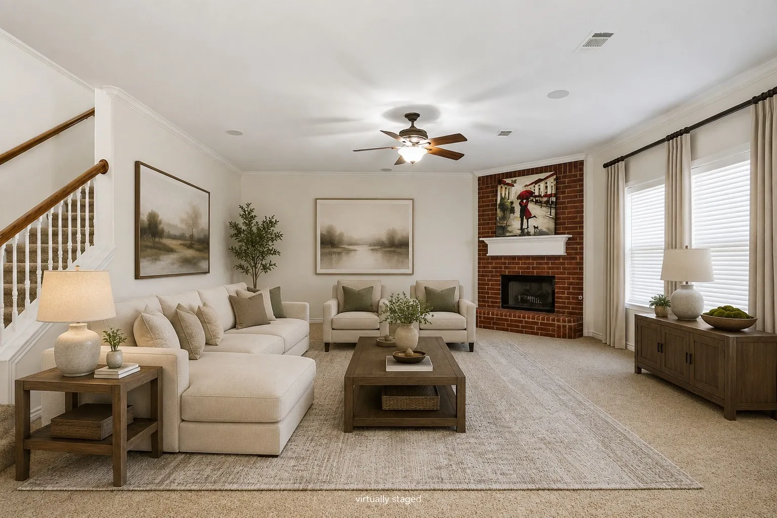 You'll love the family room with the cozy fireplace and view of the pool