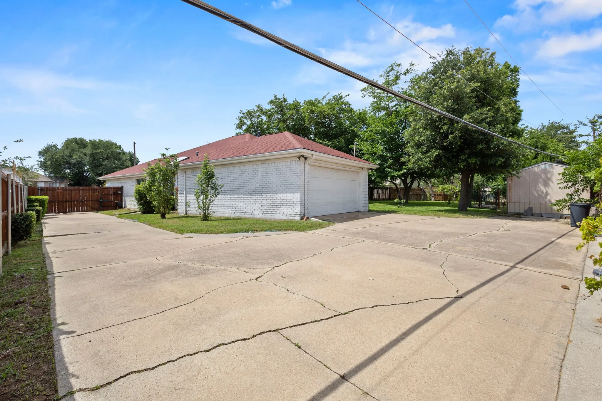 Driveway on the side of the house