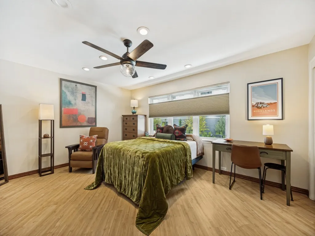 The second primary bedroom features dual closets and ensuite bathroom.