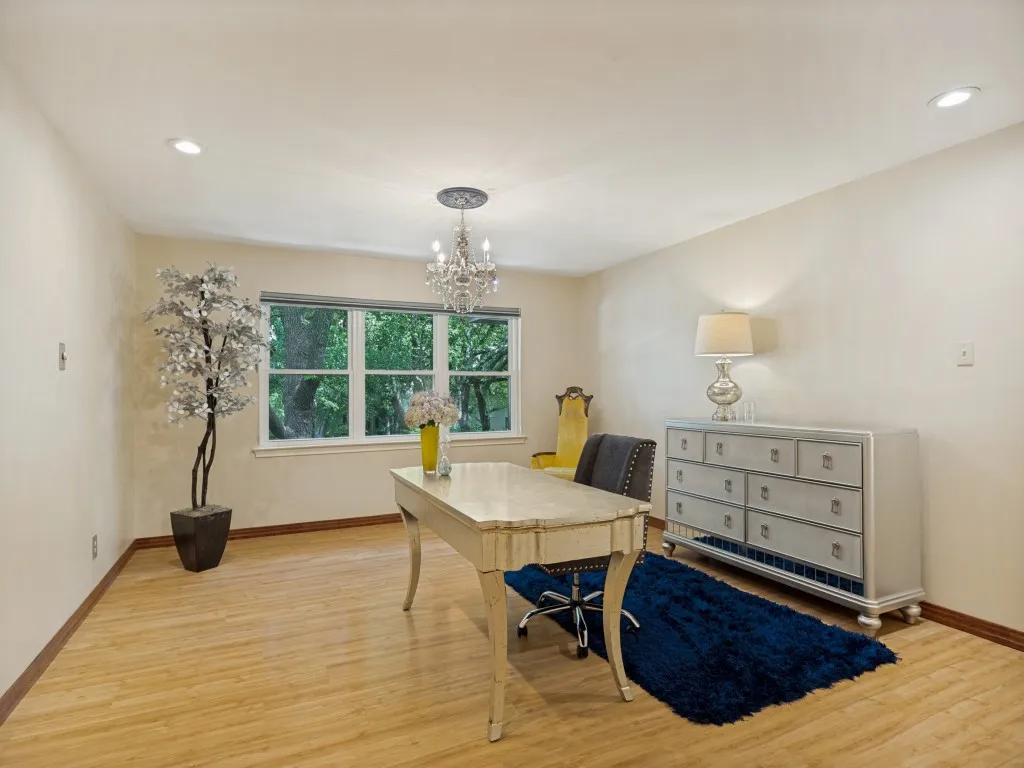 Dual primary bedrooms in this floorplan provide extra flexibility. This room also features double-walk-in closets. The treehouse view from the front primary bedroom allows you to bring the natural beauty indoors.