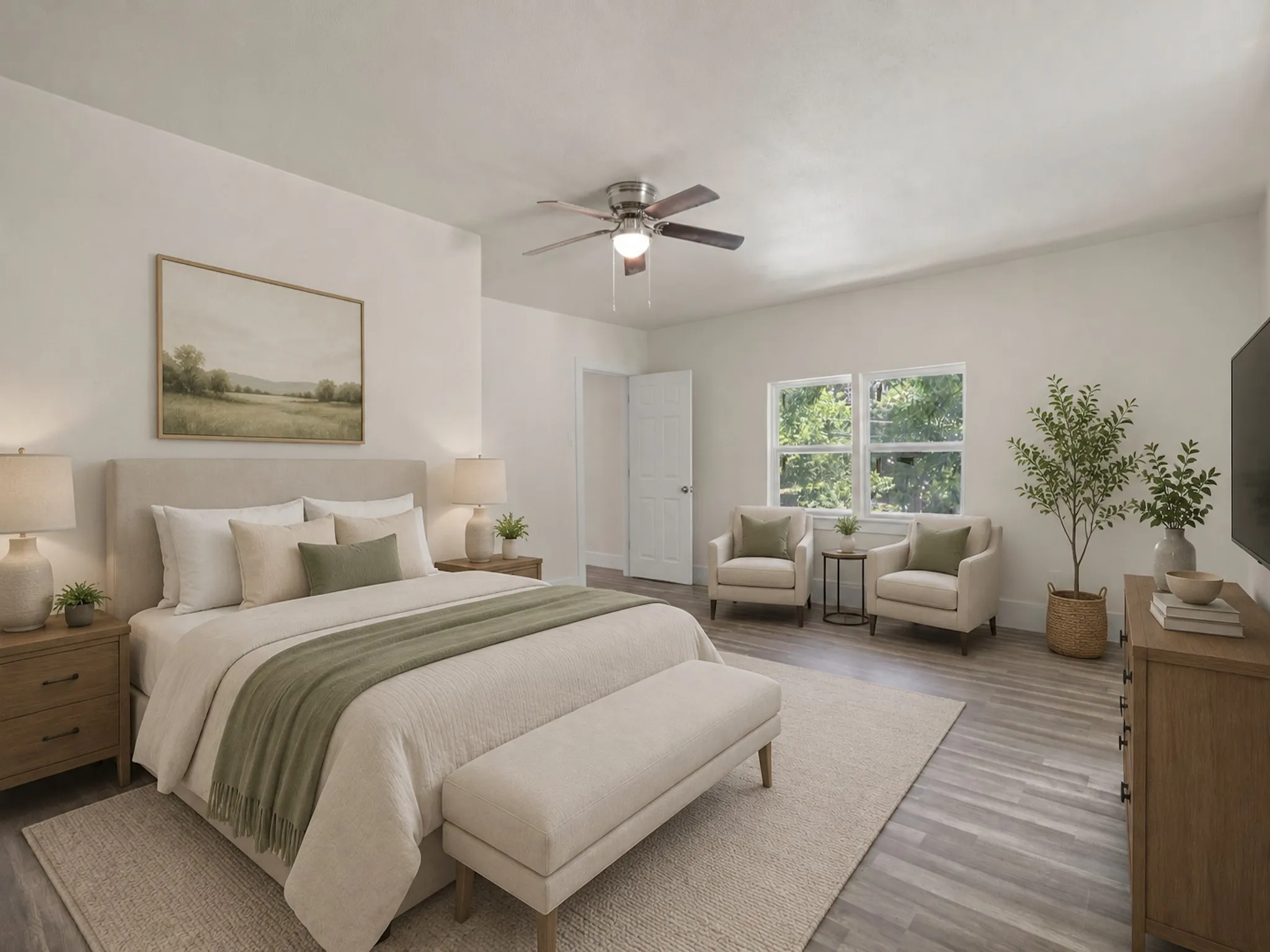 Virtually Staged upstairs large bedroom