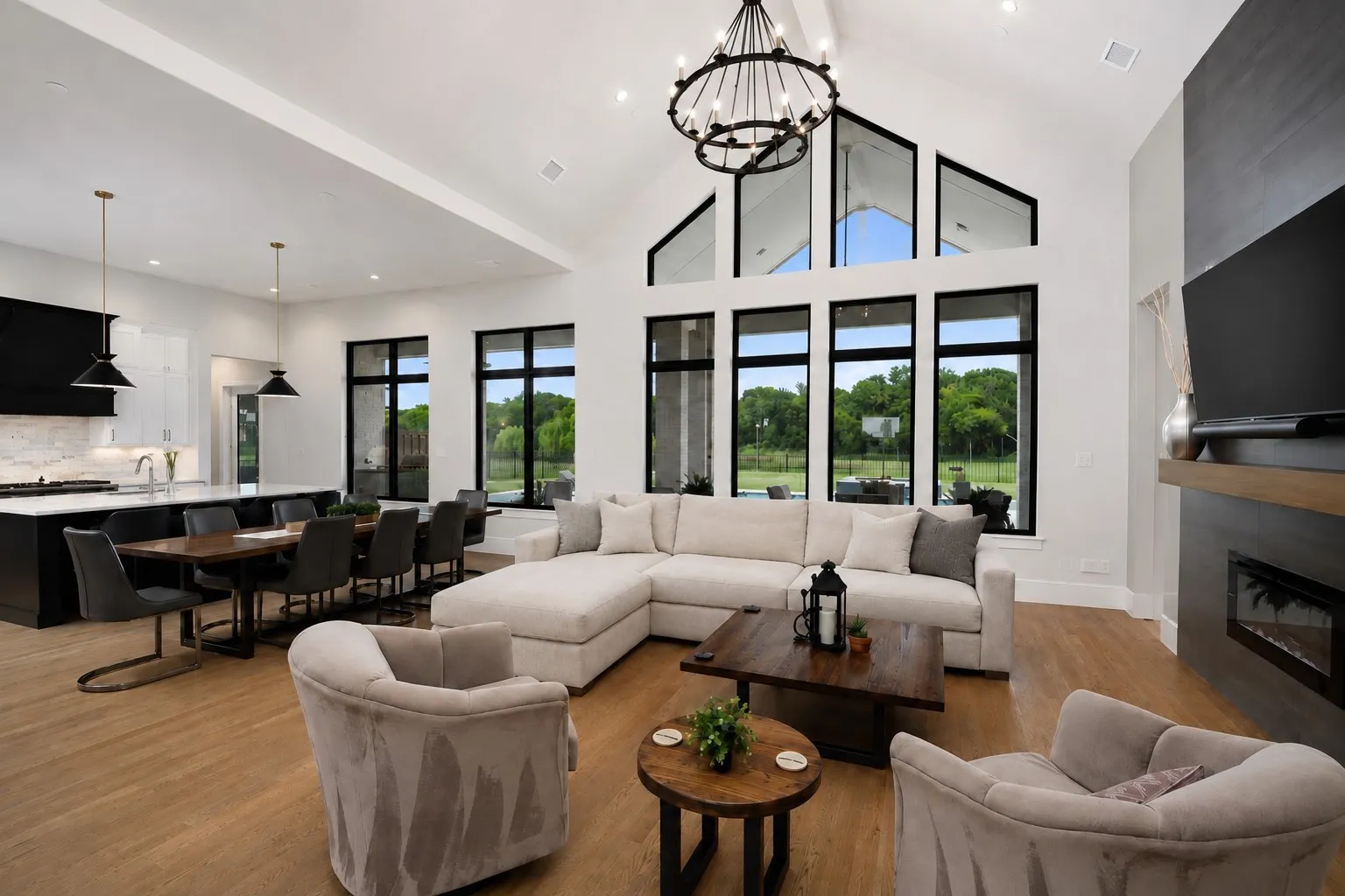 Living room furniture is virtually staged