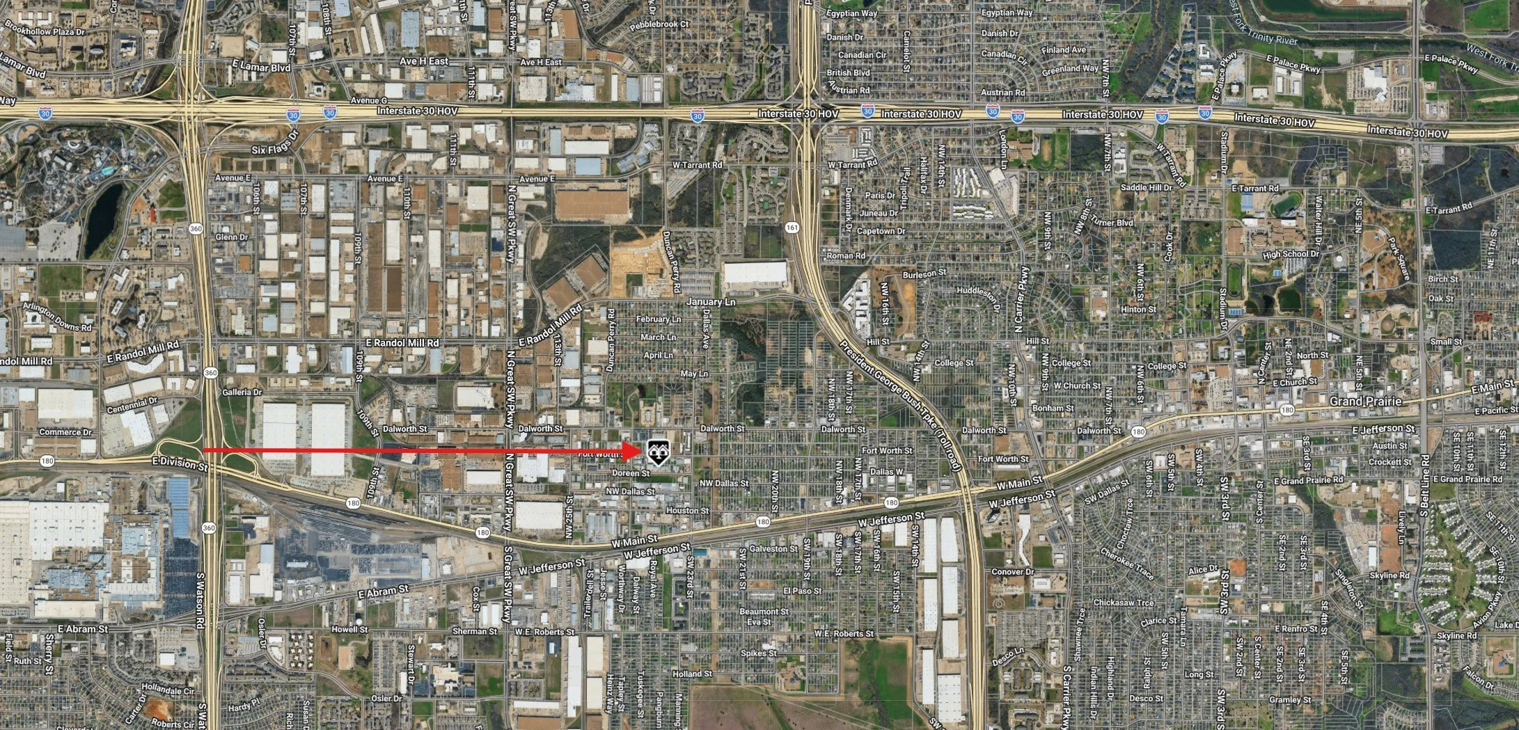 Aerial Map. Depicting the property's location and surrounding infrastructure