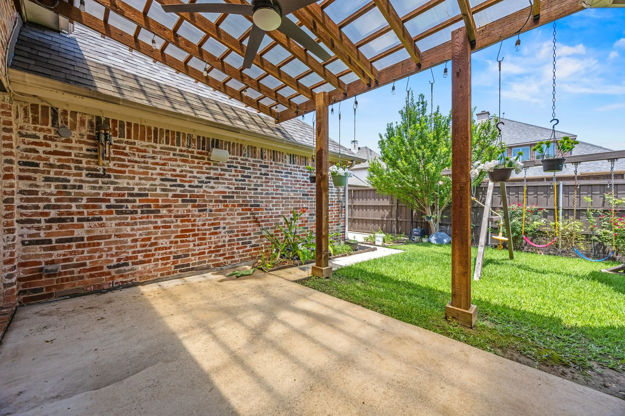 Pergola with ceiling fan!