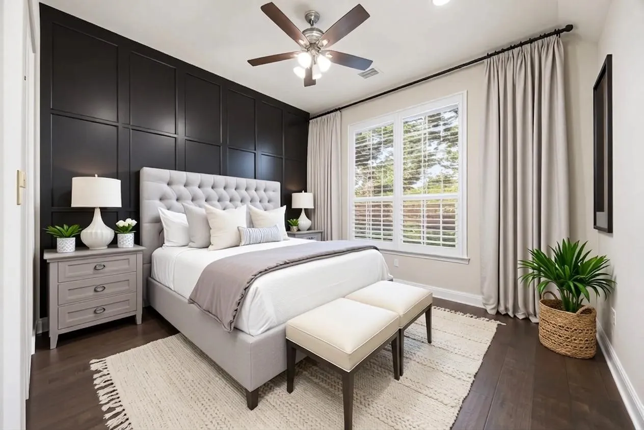 Bedroom #2 downstairs with big window and walk in closet! Virtually staged