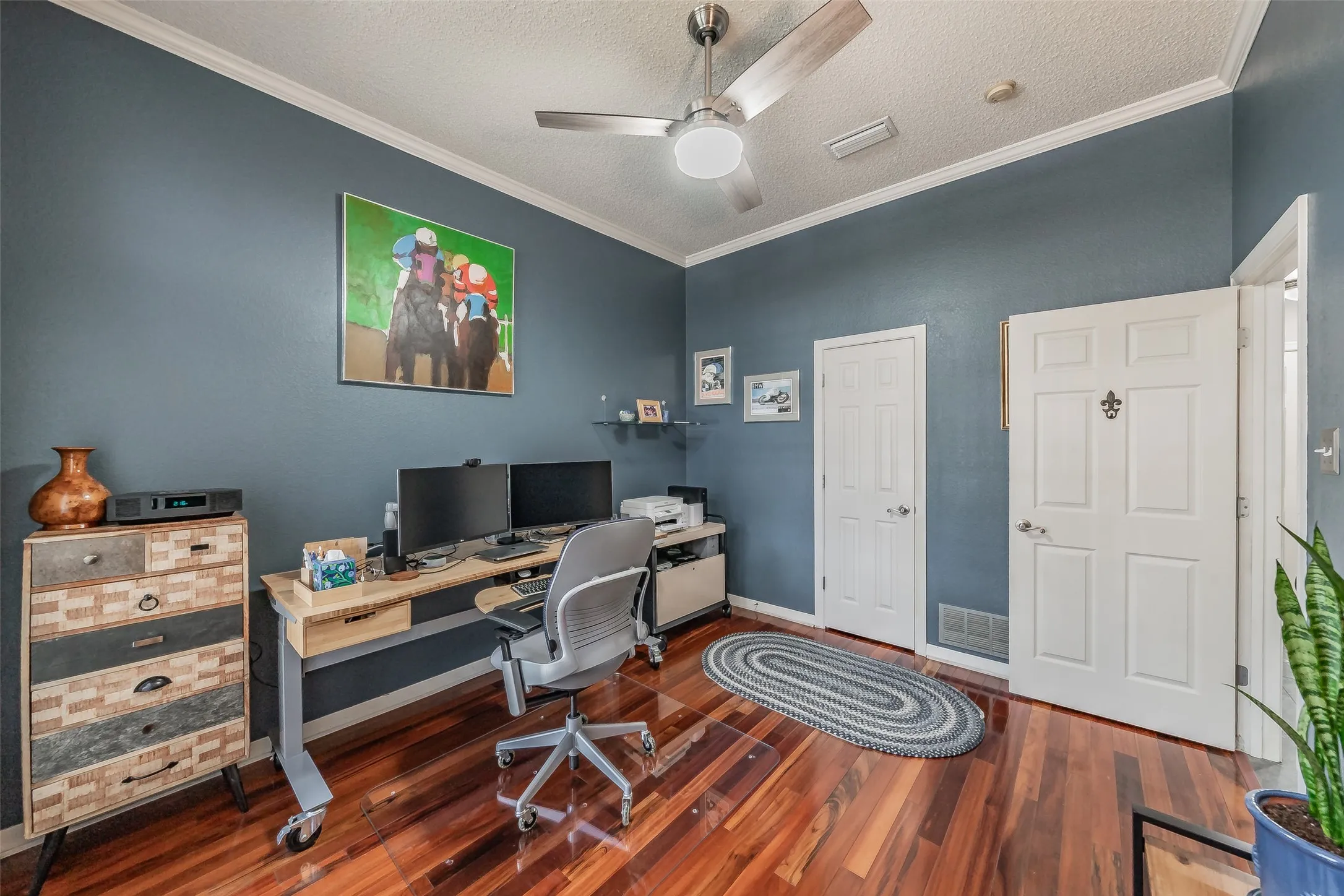 Bedroom is currently being used as an office. Great walk in closet.