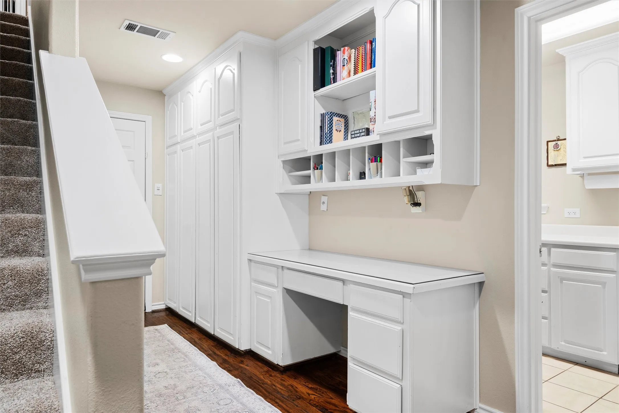 Workspace adjacent to the laundry room.