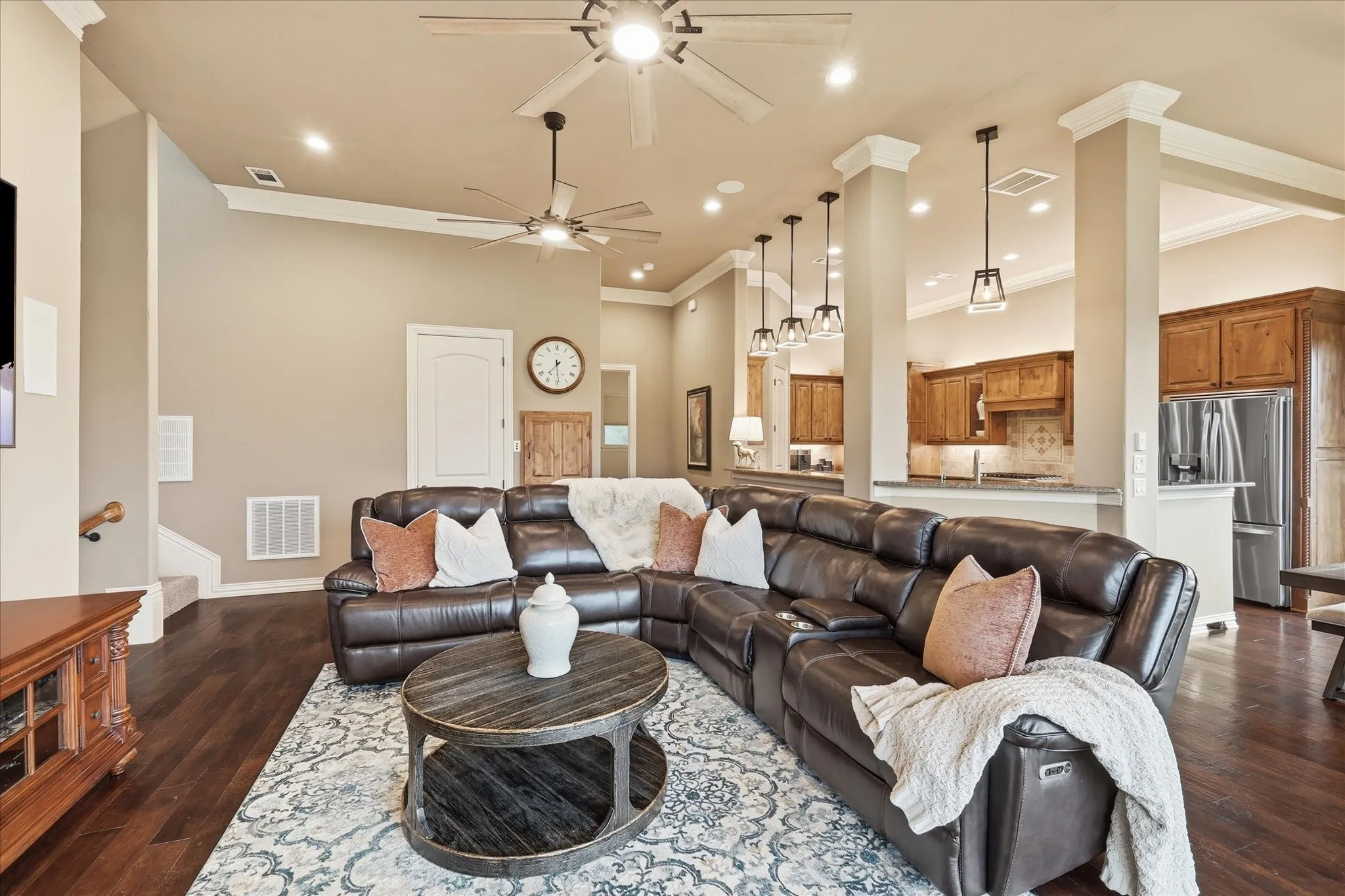All of the lighting and fans have been recently updated, there is a generous coat closet and access to the dumbwaiter that services all 3 floors. The entire 2nd floor has 12' ceilings and double crown molding.