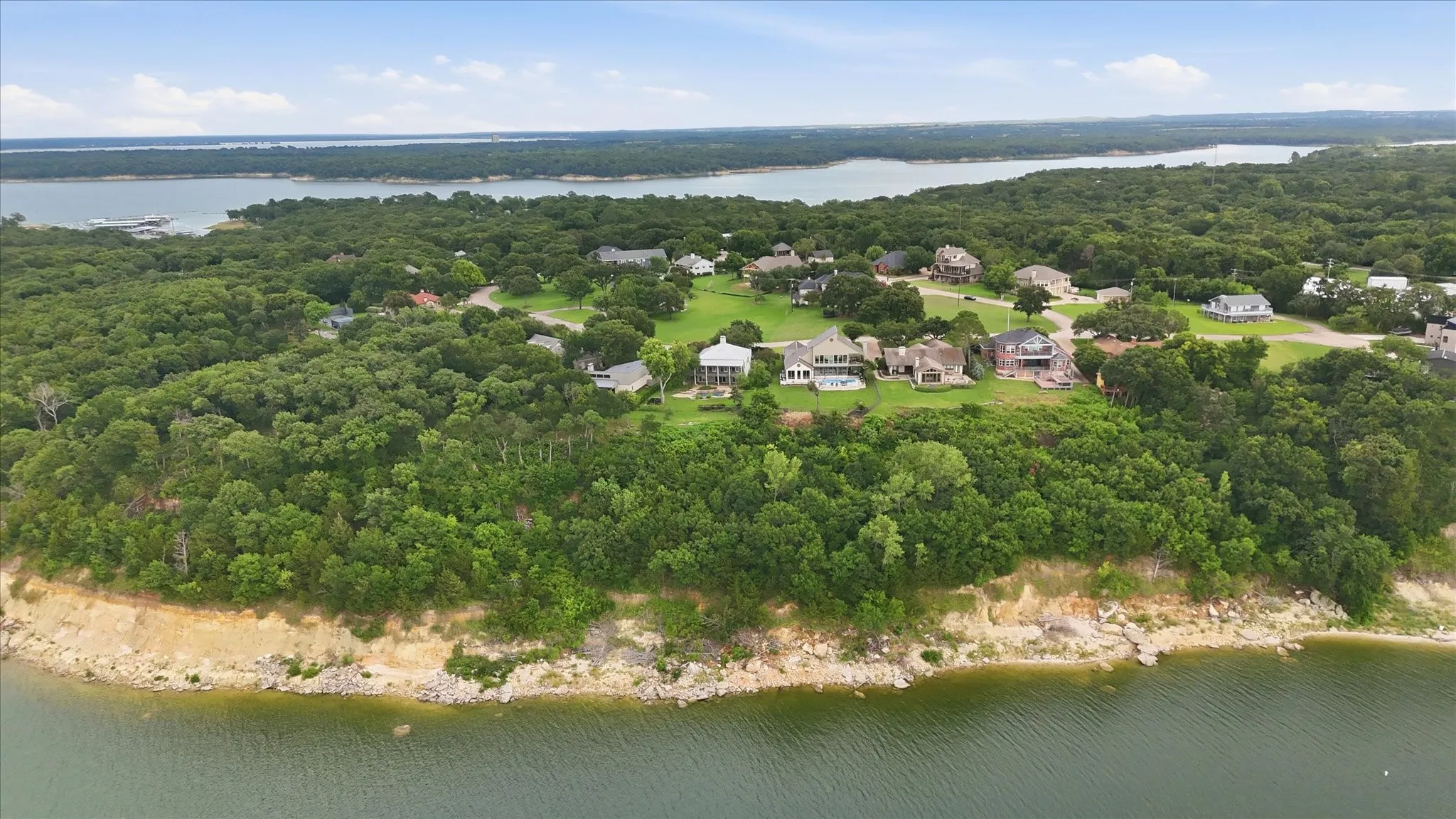 Bird's eye view of the home and neighborhood from Lake Texoma