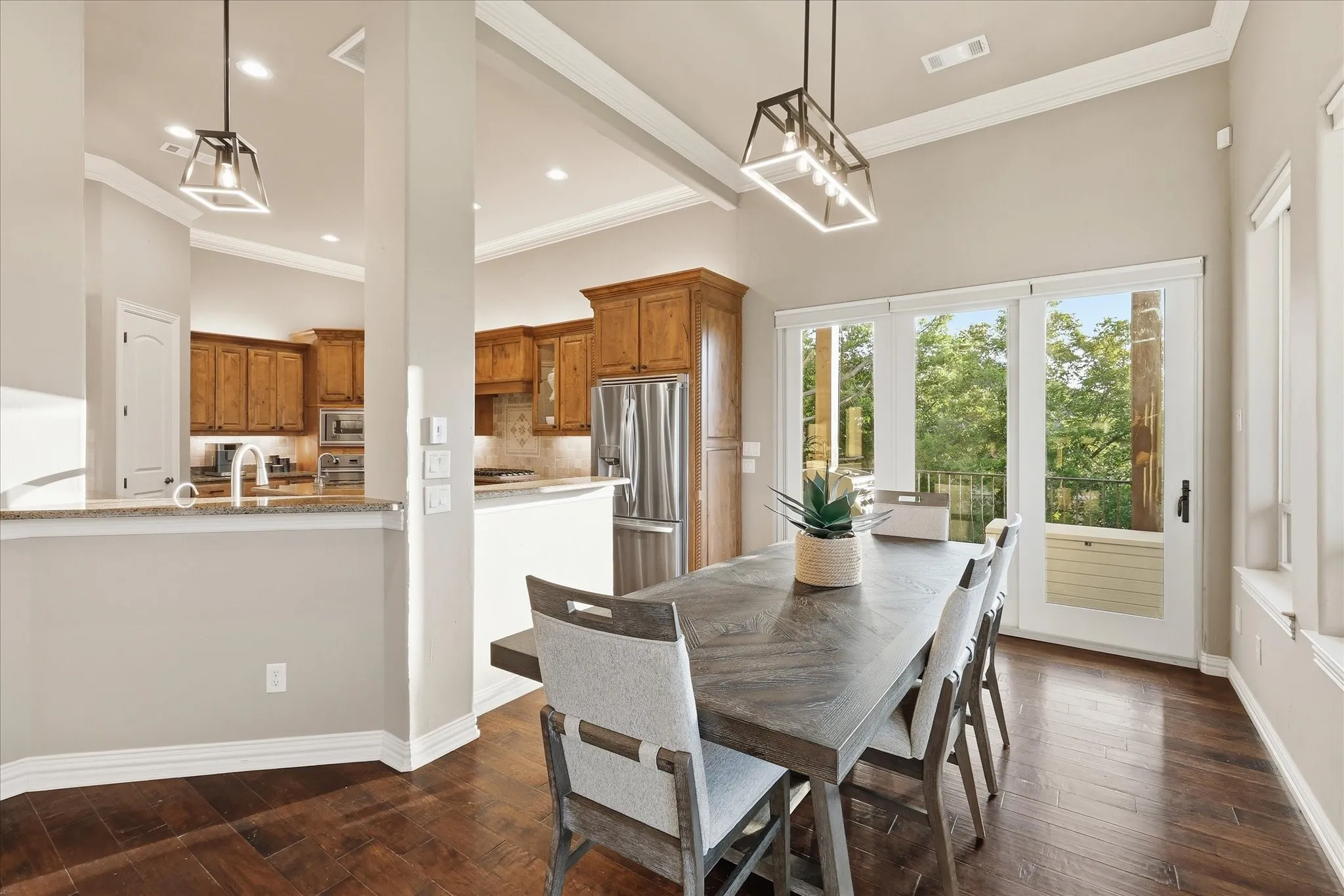There is another sliding door that also provides access to the wraparound 2nd story balcony.