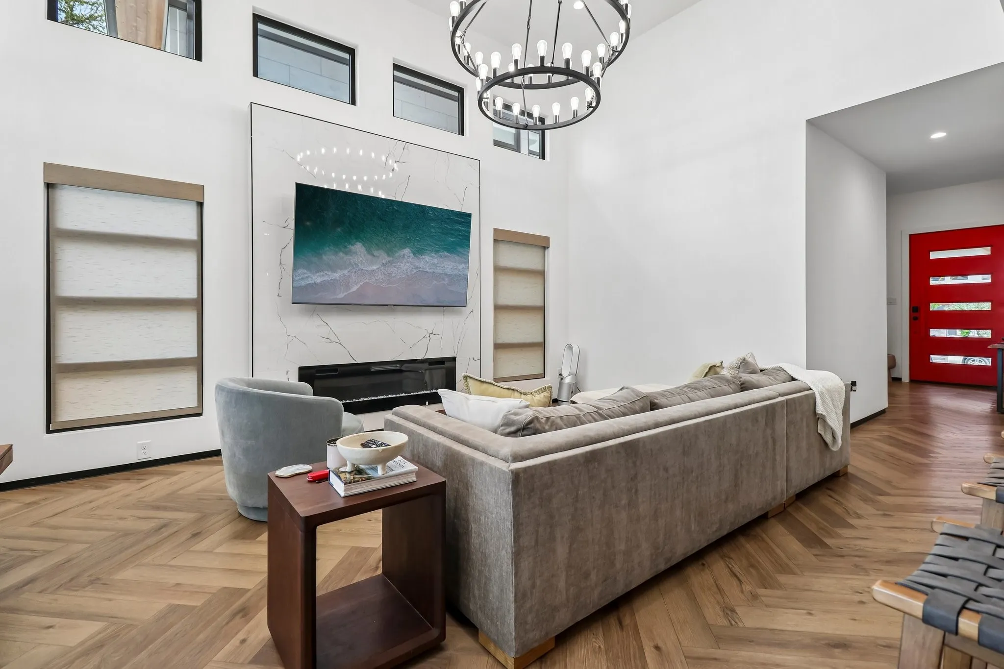Stunning Living Room with Oversized Electric Fireplace