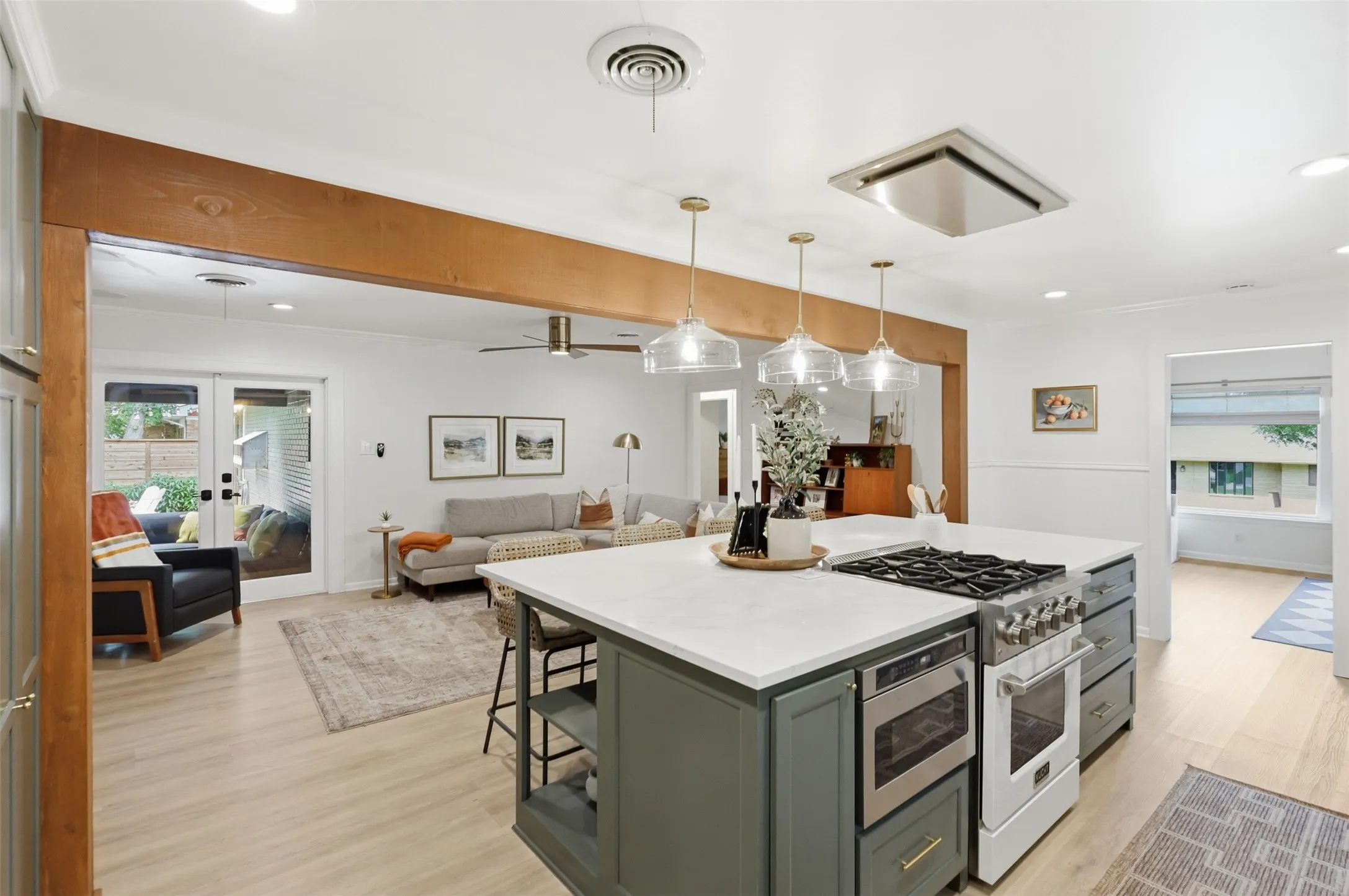 View from Kitchen to the Family Room.