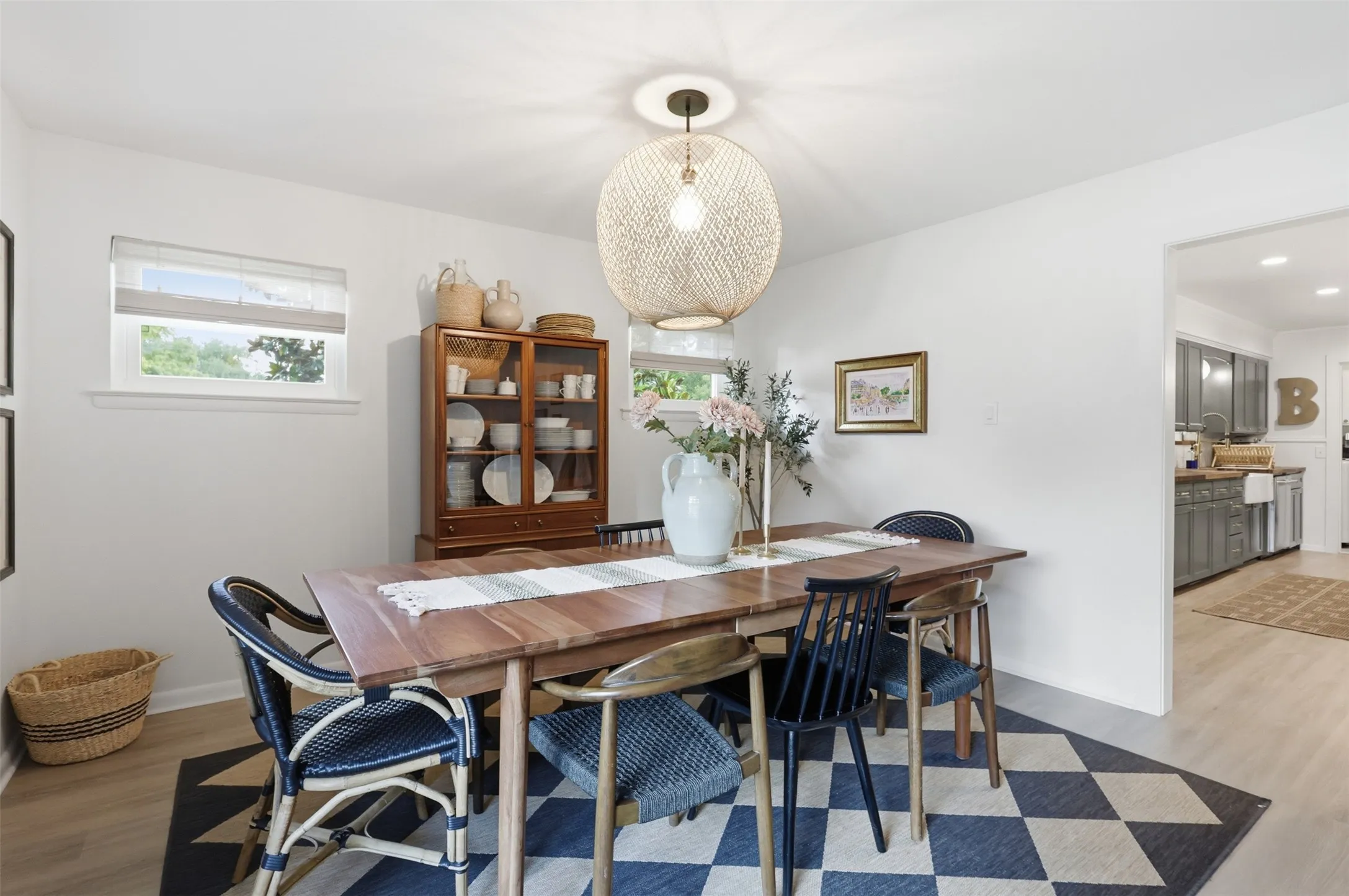 Dining Room opens to kitchen and has room for a large table to host family gatherings.  The 2 small windows add character and natural light to the space.