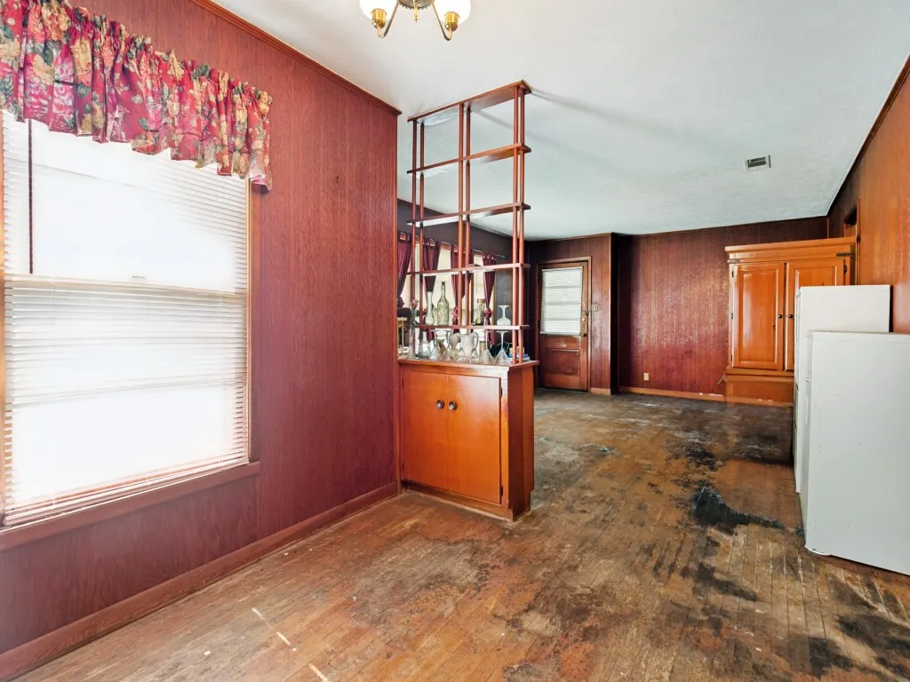 View from the dining room into the living room.