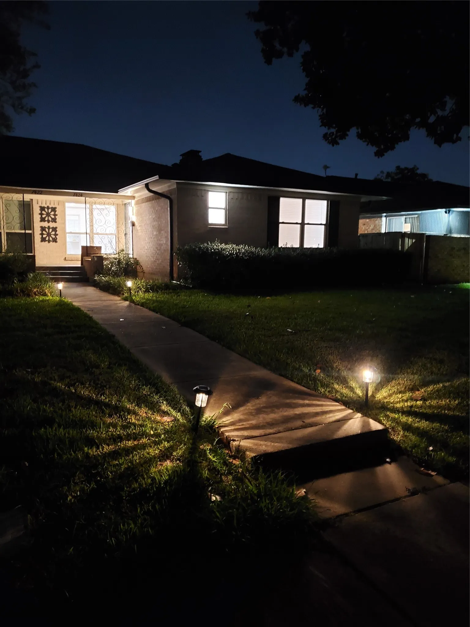 Night view of property