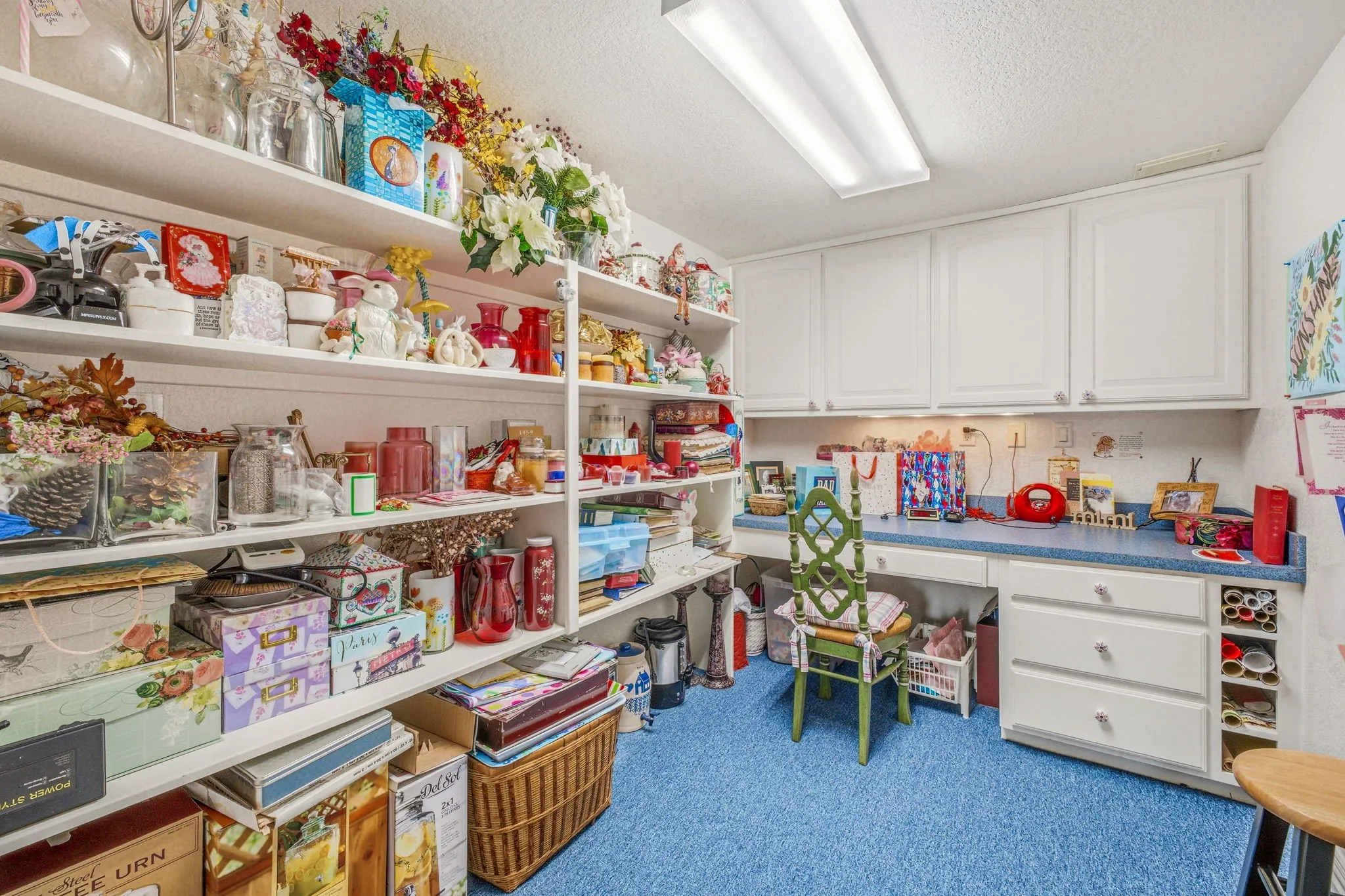 Safe room with tons of storage and craft area