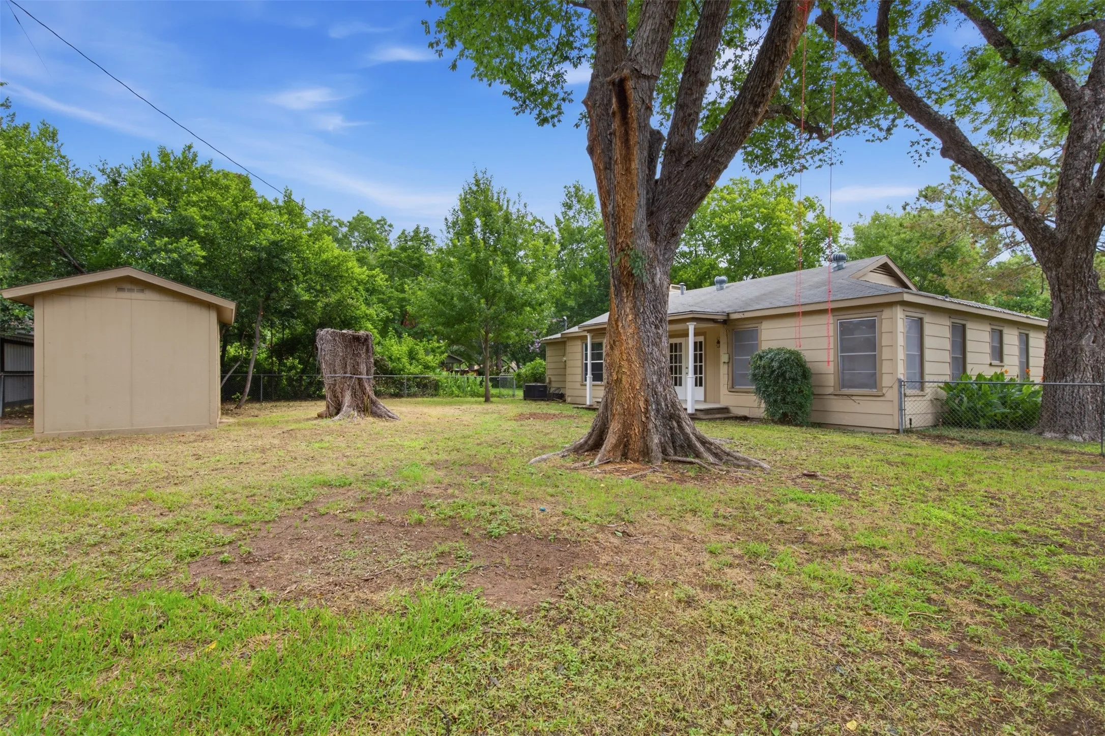 Storage shed in back yard