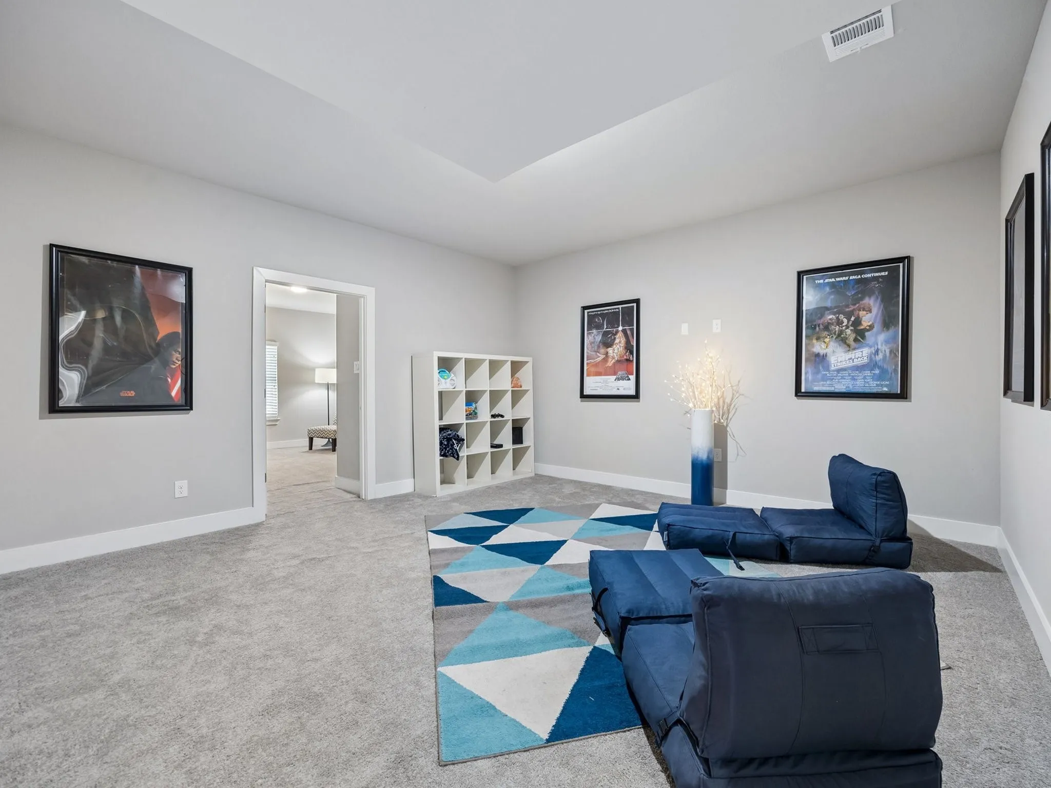 4 bedrooms upstairs pivot off of the center of it all media flex space