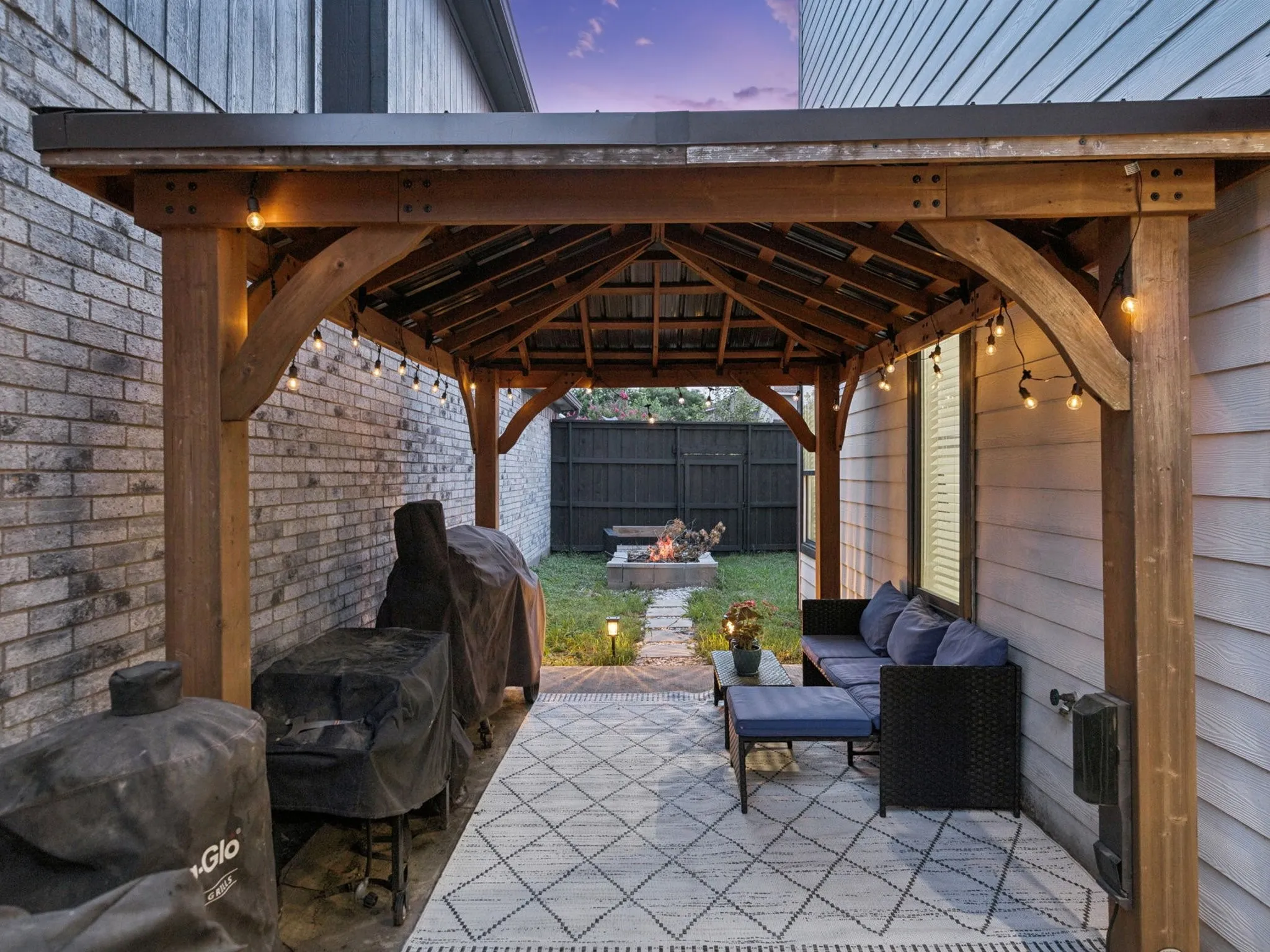 Covered patio begs for outdoor fun even in the rain