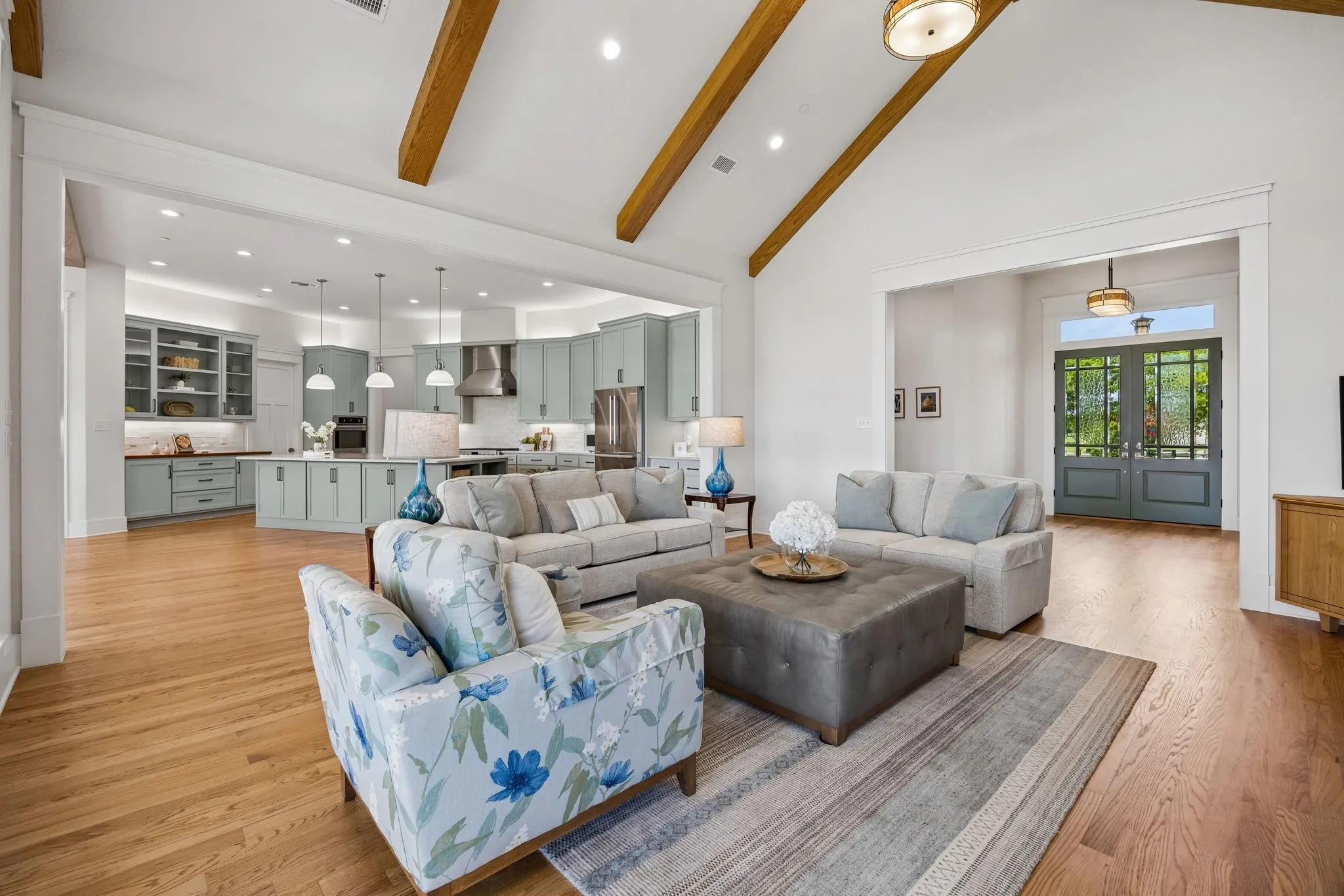 Built by Mickey Davis Custom Homes, the sprawling floor plan is perfectly arranged for entertaining on a grand scale while maintaining privacy between living spaces.