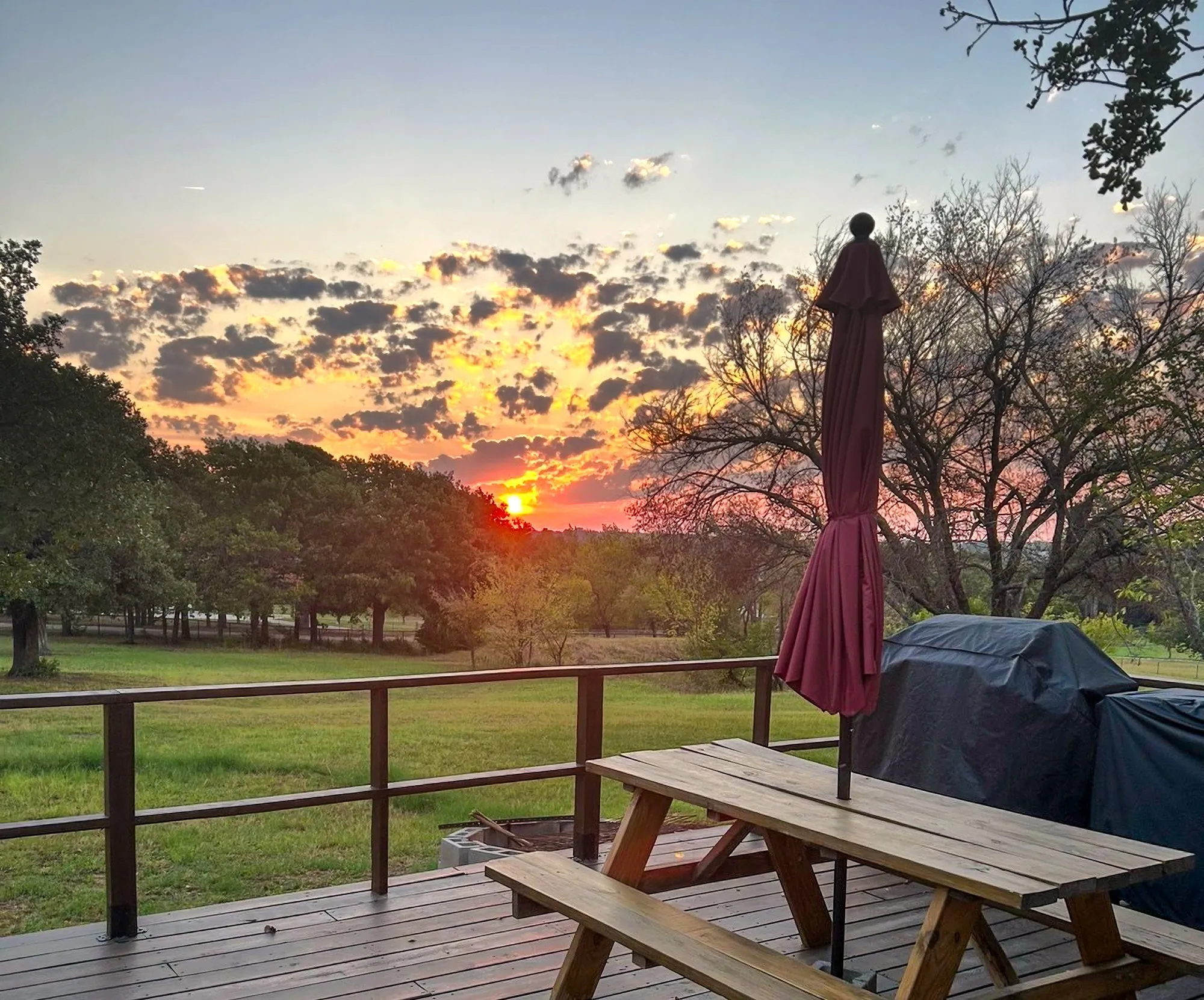 Expansive outdoor deck sunrise views